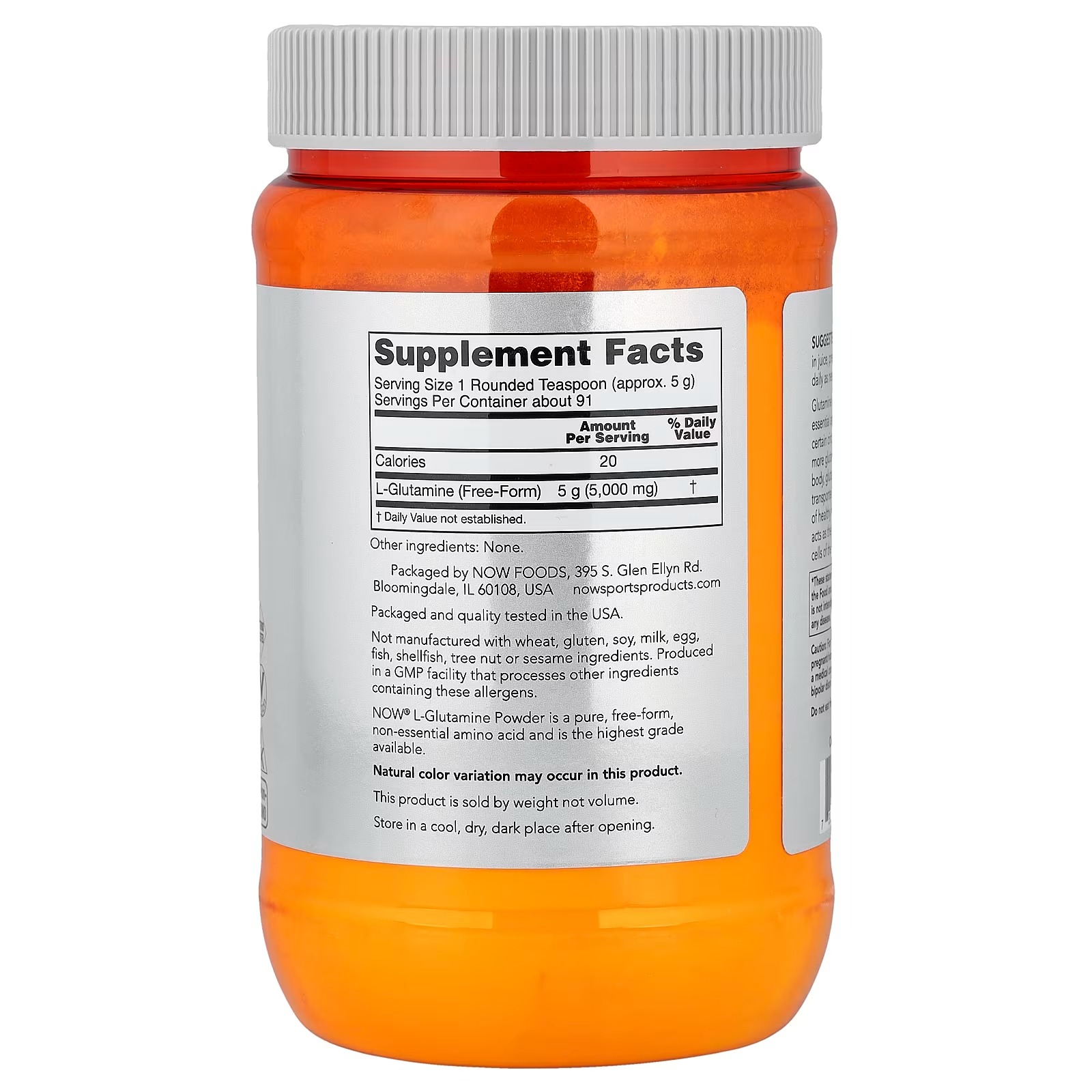 NOW Foods Sports L-Glutamine Powder 454 g thumbnail 2