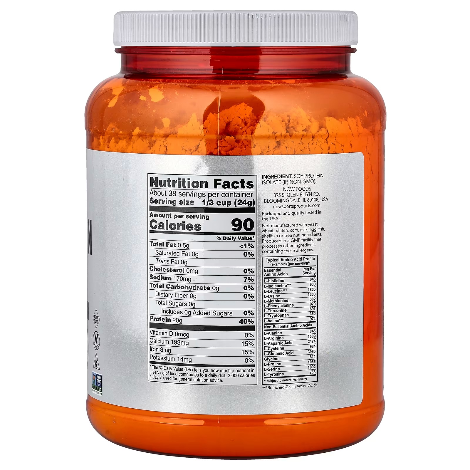 NOW Foods Sports Soy Protein Isolate Pure Unflavored (907 g) thumbnail 2