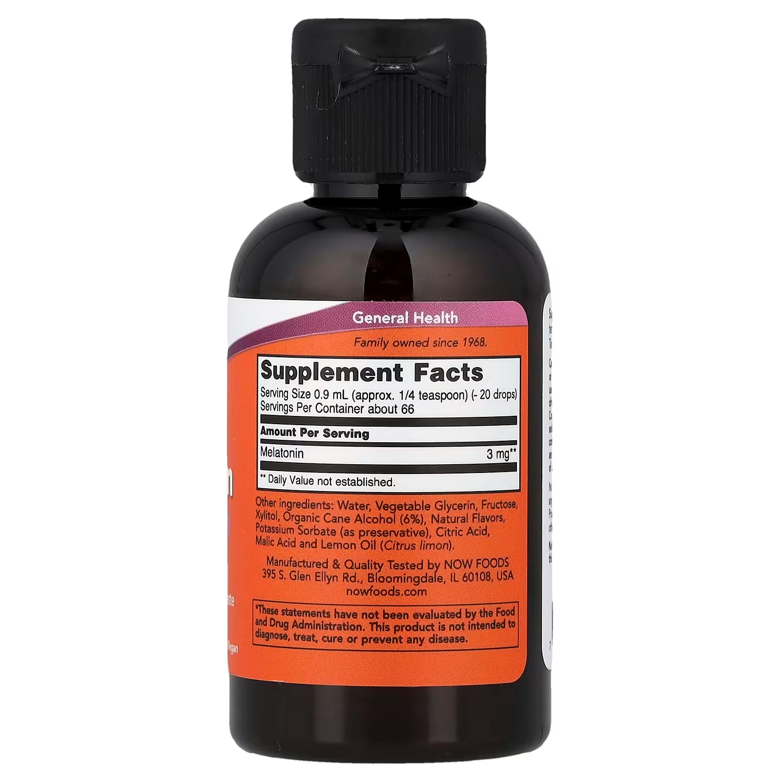 NOW Foods Liquid Melatonin Healthy Sleep Cycle 59 ml thumbnail 2