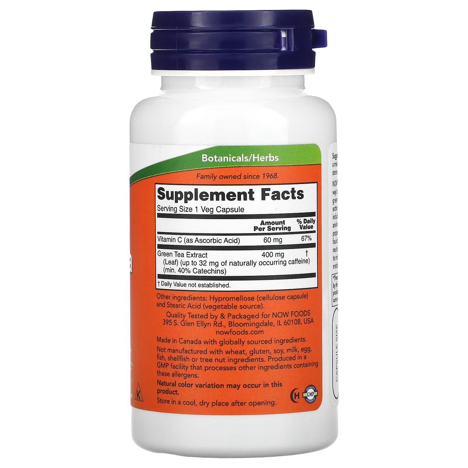 NOW Foods Green Tea Extract 400 mg Cellular Protection 100 Capsules thumbnail 2
