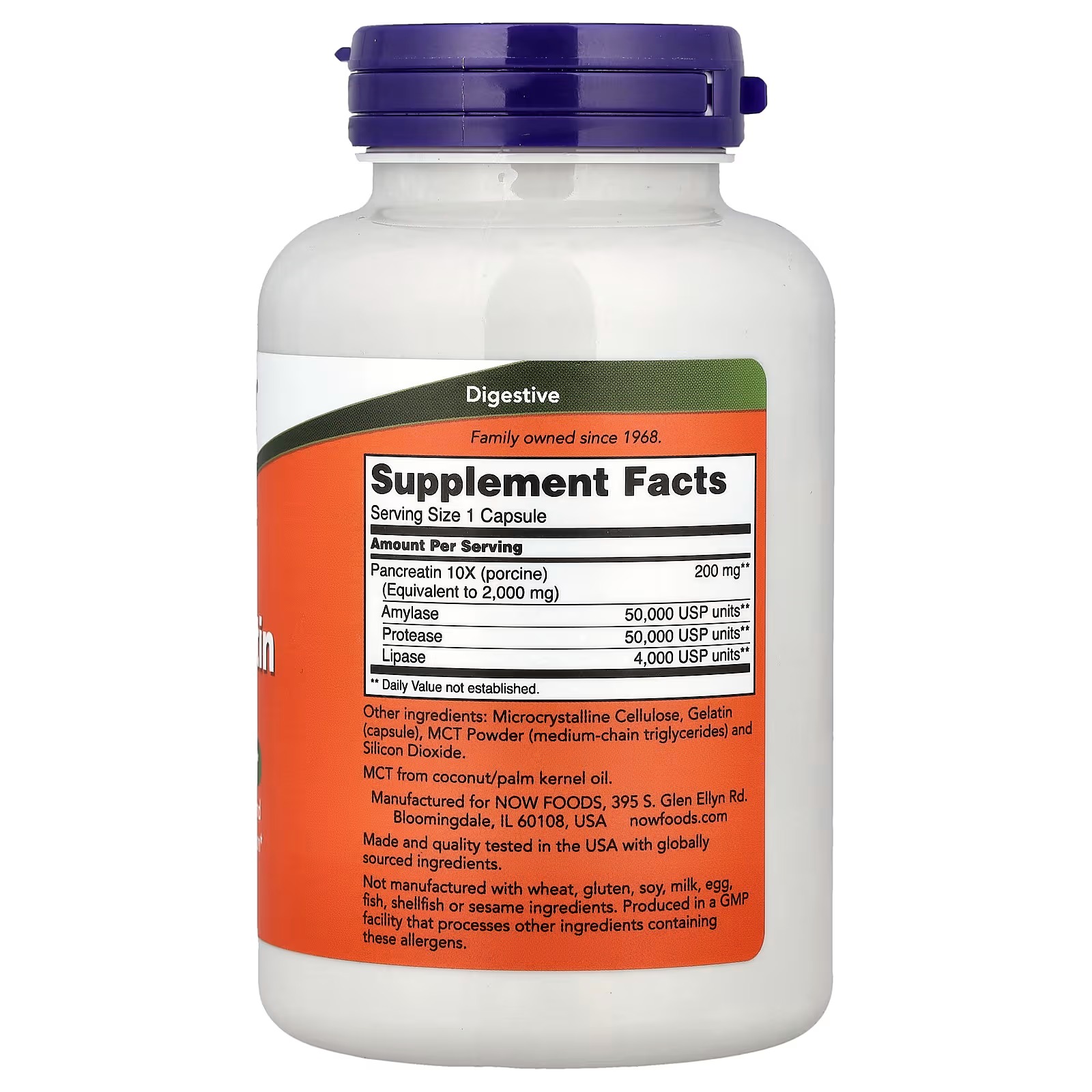 NOW Foods Pancreatin 2000 Digestive Support 250 Capsules thumbnail 2