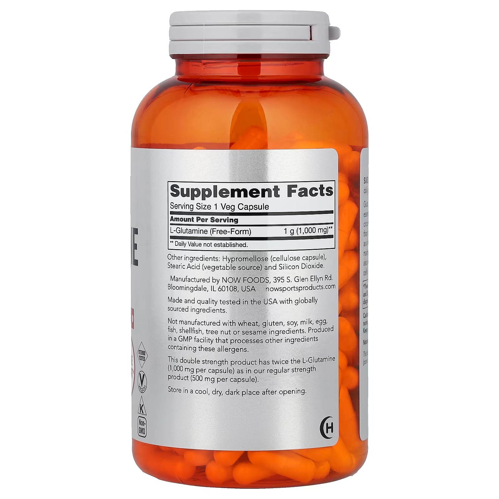 NOW Foods Sports L-Glutamine 1,000 mg 240 Capsules thumbnail 2