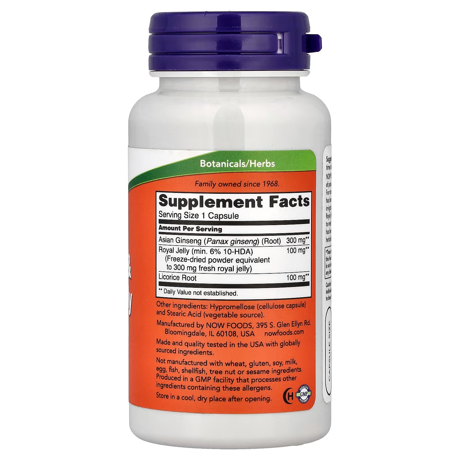 NOW Foods Ginseng & Royal Jelly Wellness Support 90 Capsules thumbnail 2