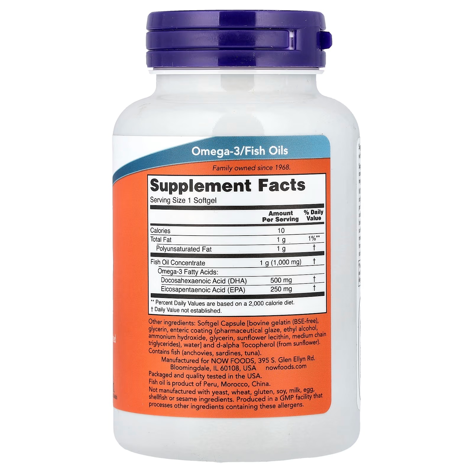 NOW Foods DHA-500 Fish Oil Molecularly Distilled - Enteric Coated 90 Softgels thumbnail 2