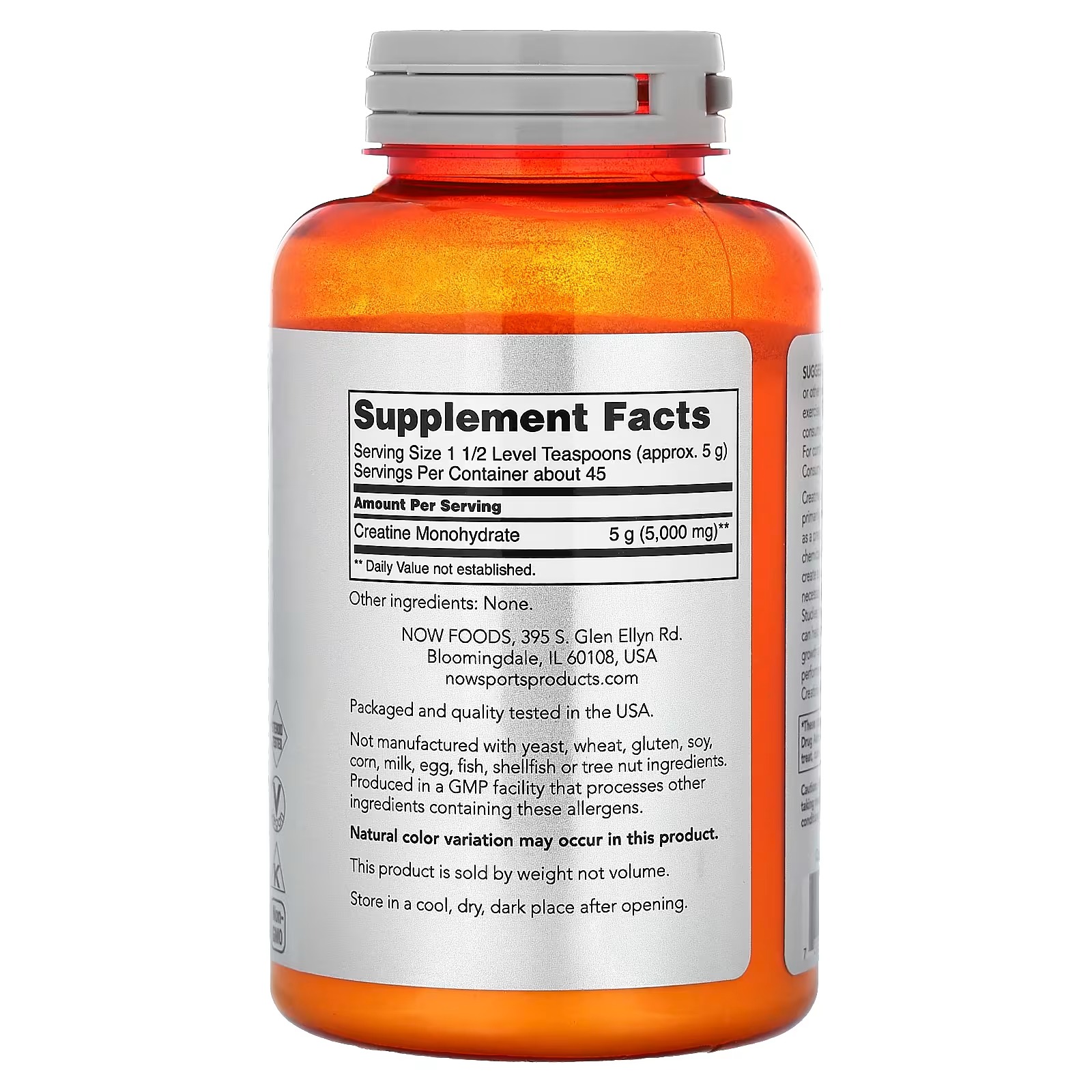 NOW Foods Sports Creatine Monohydrate 227 g thumbnail 2