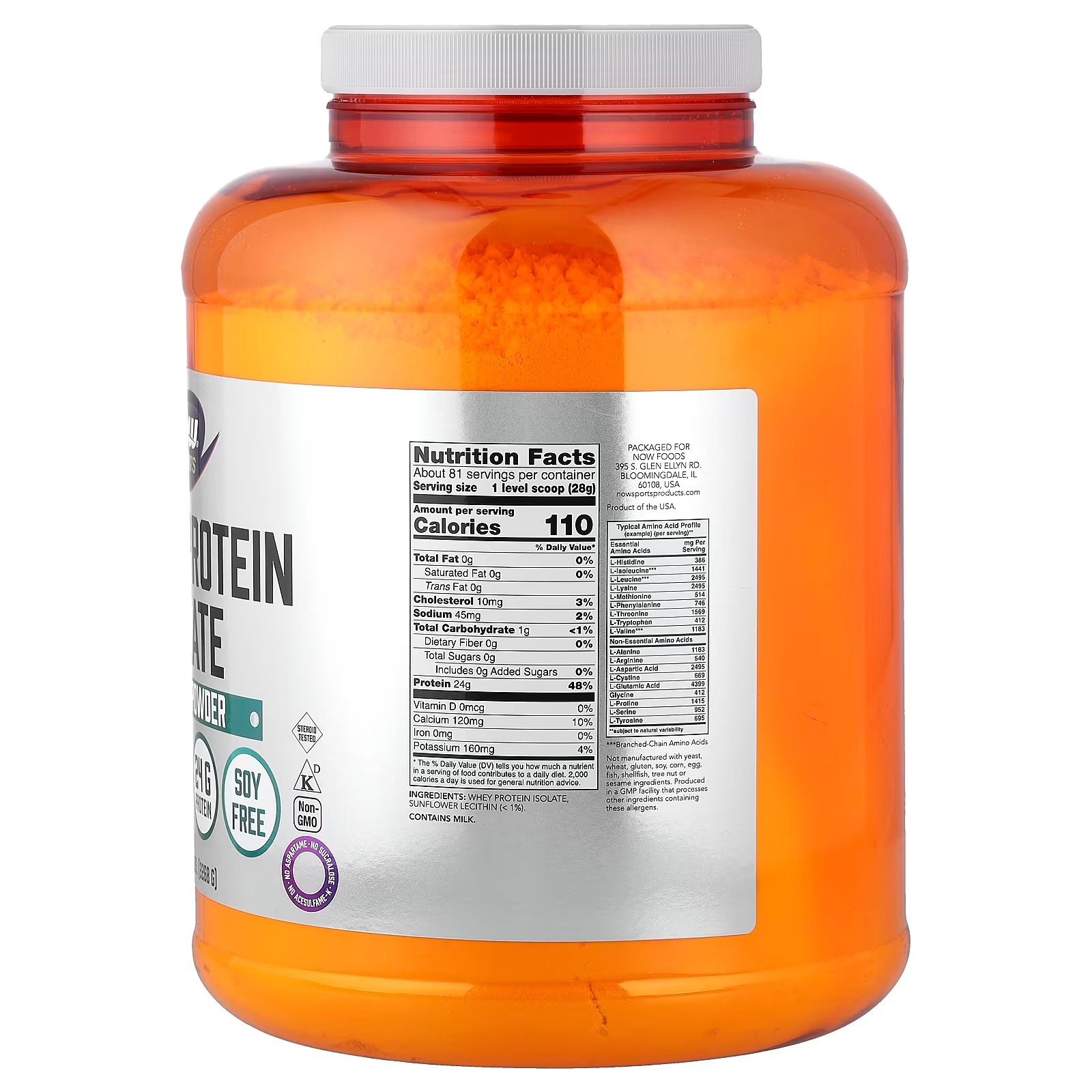 NOW Foods Sports Whey Protein Isolate Unflavored 2,268 g thumbnail 2