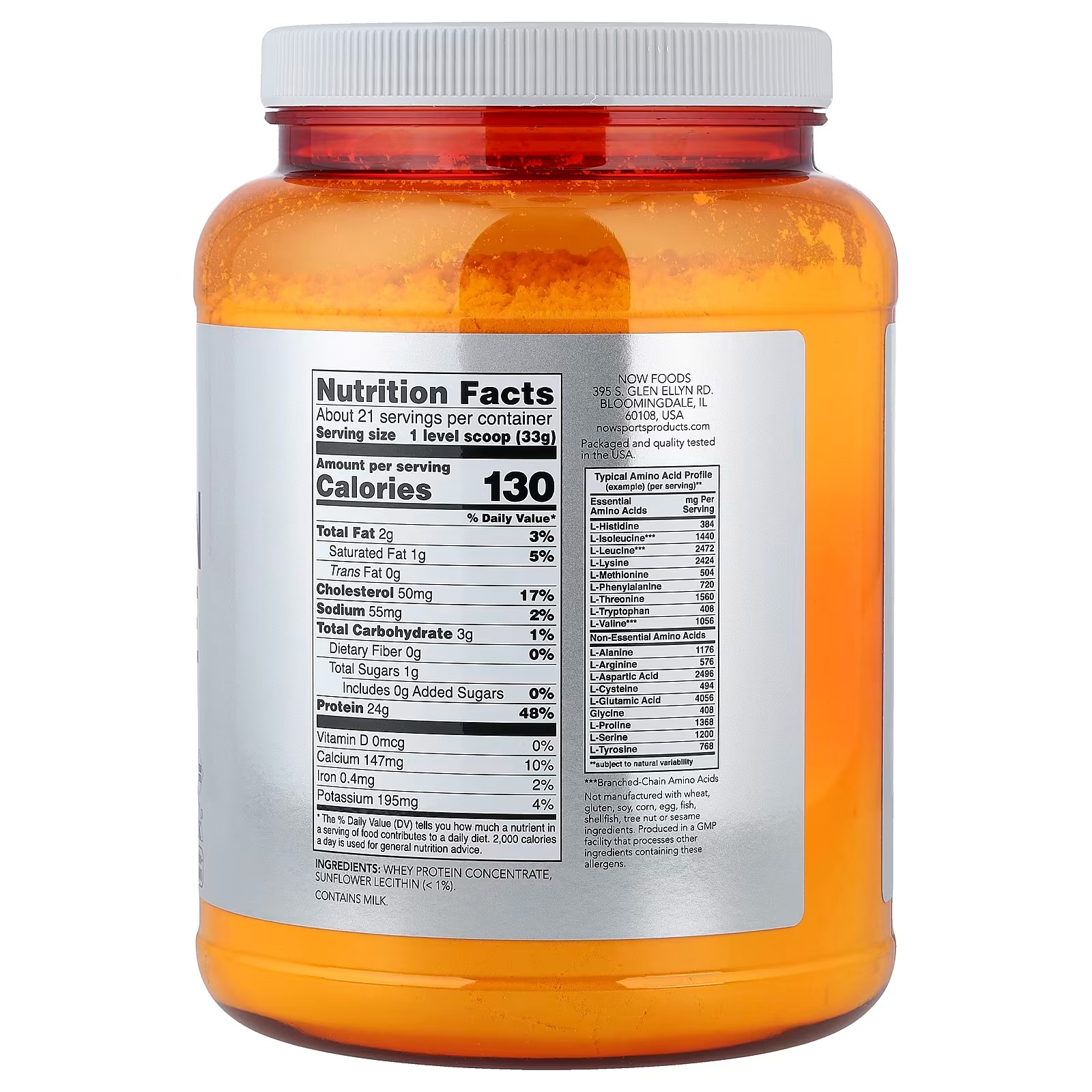 NOW Foods Sports Whey Protein Concentrate Protein PowderUnflavored 680 g thumbnail 2