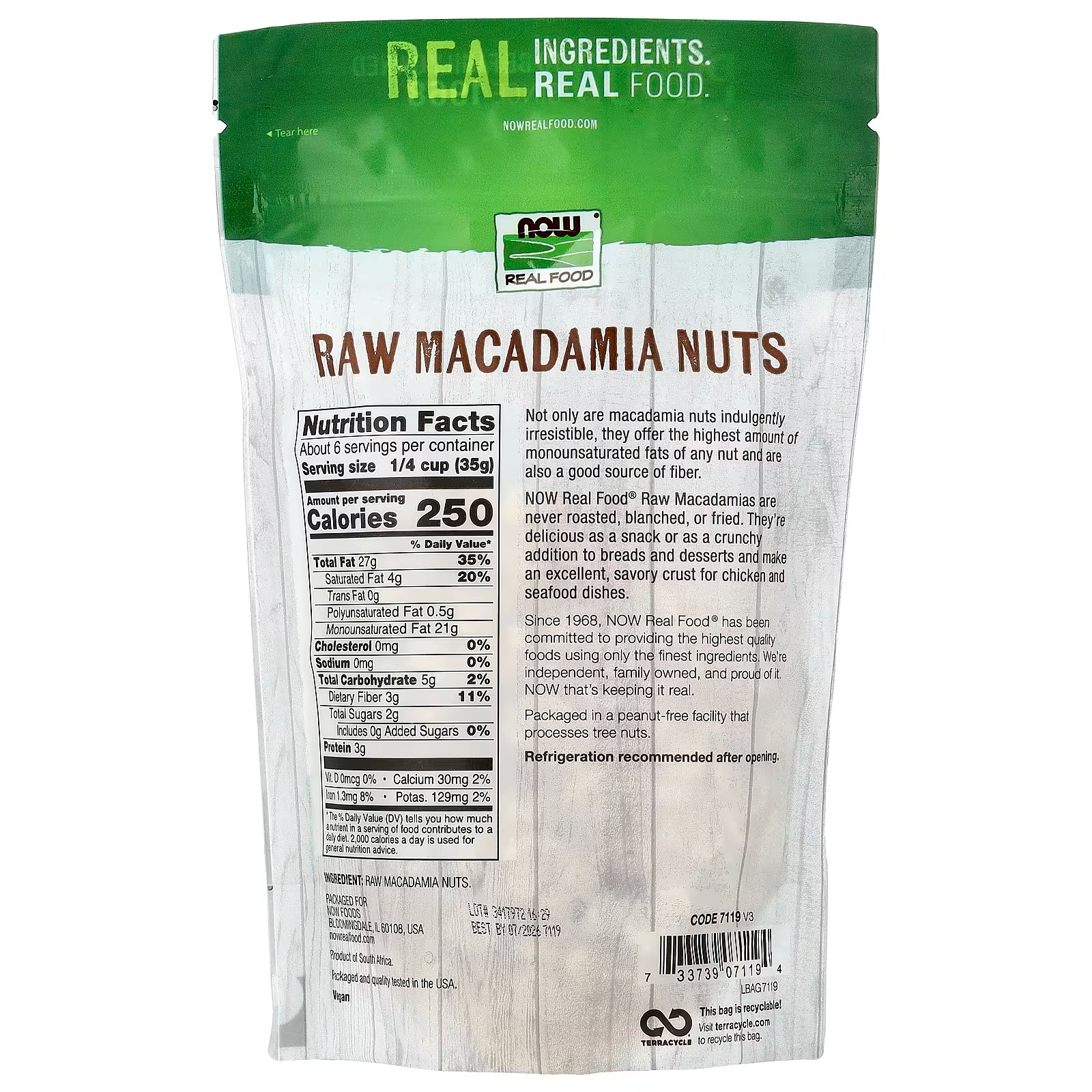 NOW Foods Raw Macadamia Nuts Unsalted (227 g) thumbnail 2