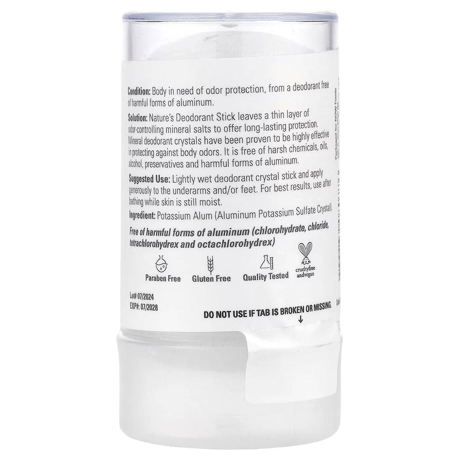 NOW Foods Solutions, Nature's Deodorant Stick 120 g thumbnail 2
