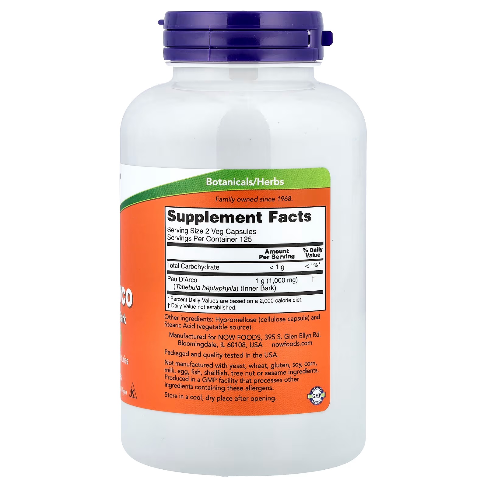 NOW Foods Pau D' Arco 500 mg Traditionally Used for Centuries 250 Capsules thumbnail 2