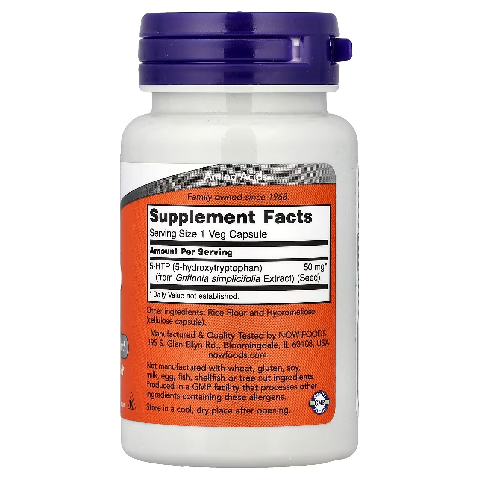 NOW Foods 5-HTP 50 mg Supports a Positive Mood 30 Capsules thumbnail 2