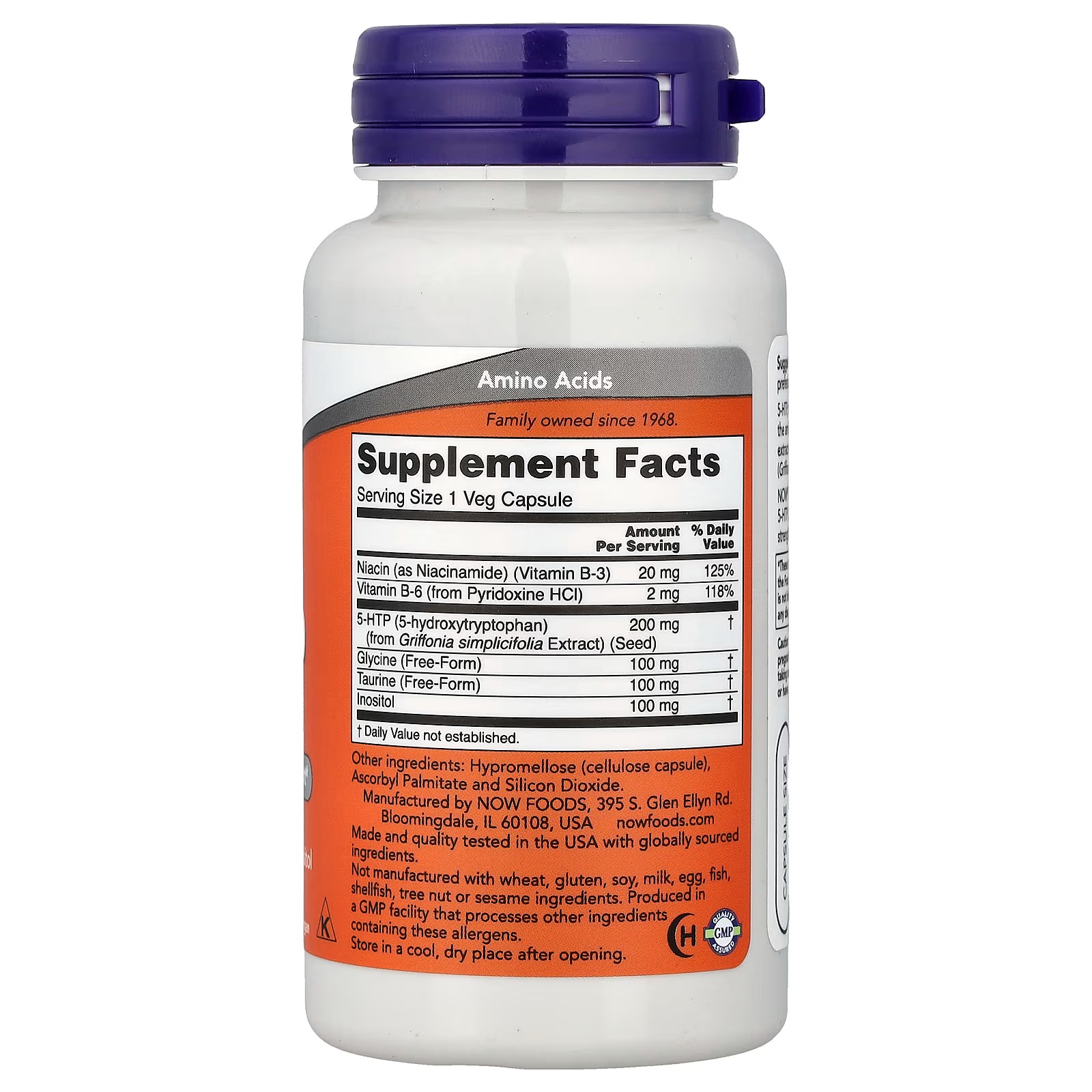 NOW Foods 5-HTP 200 mg Double Strength Neurotransmitter Support 60 Veg Capsules thumbnail 2