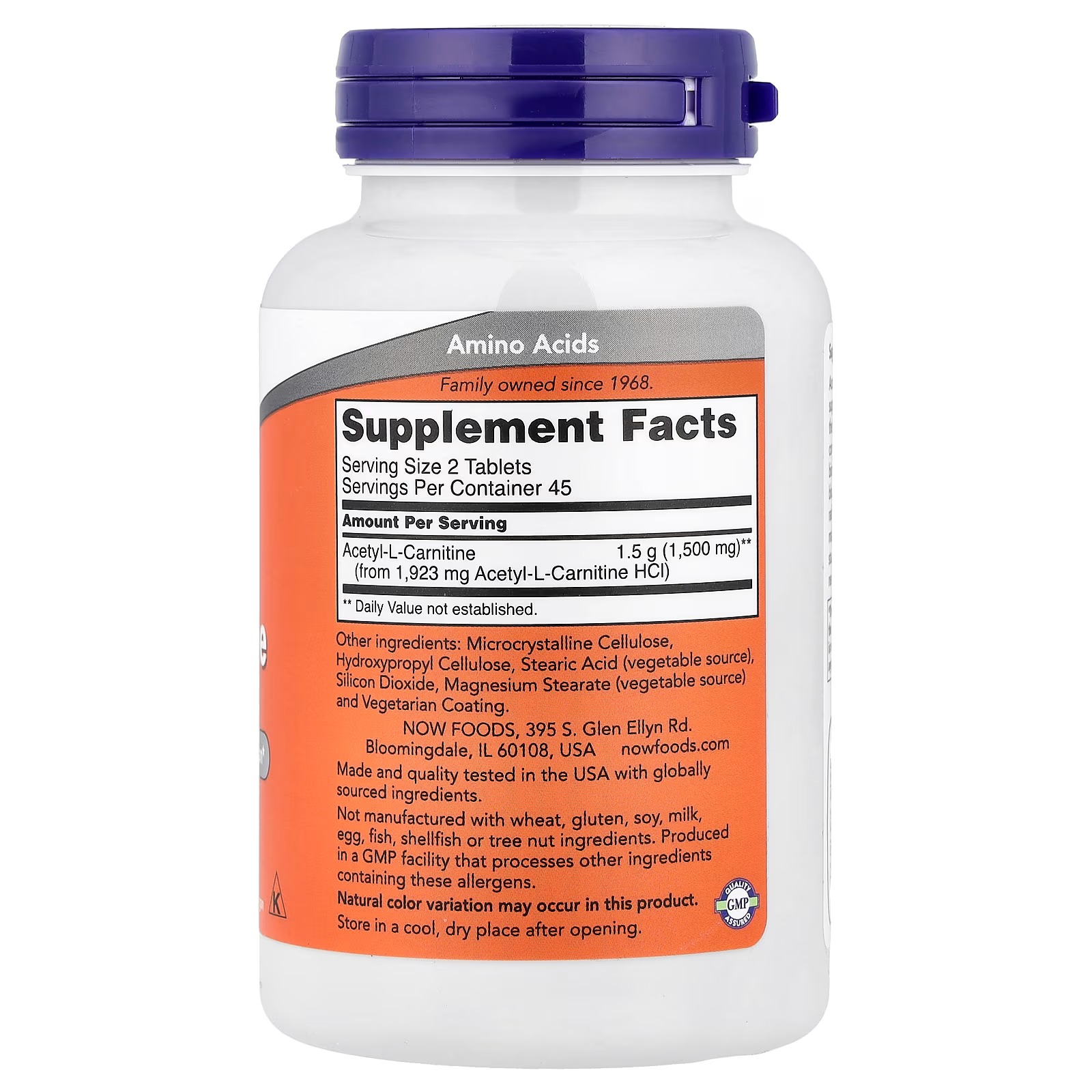 NOW Foods Acetyl-L-Carnitine 750 mg Amino Acid Brain And Nerve Cell Function 90 Tablets thumbnail 3