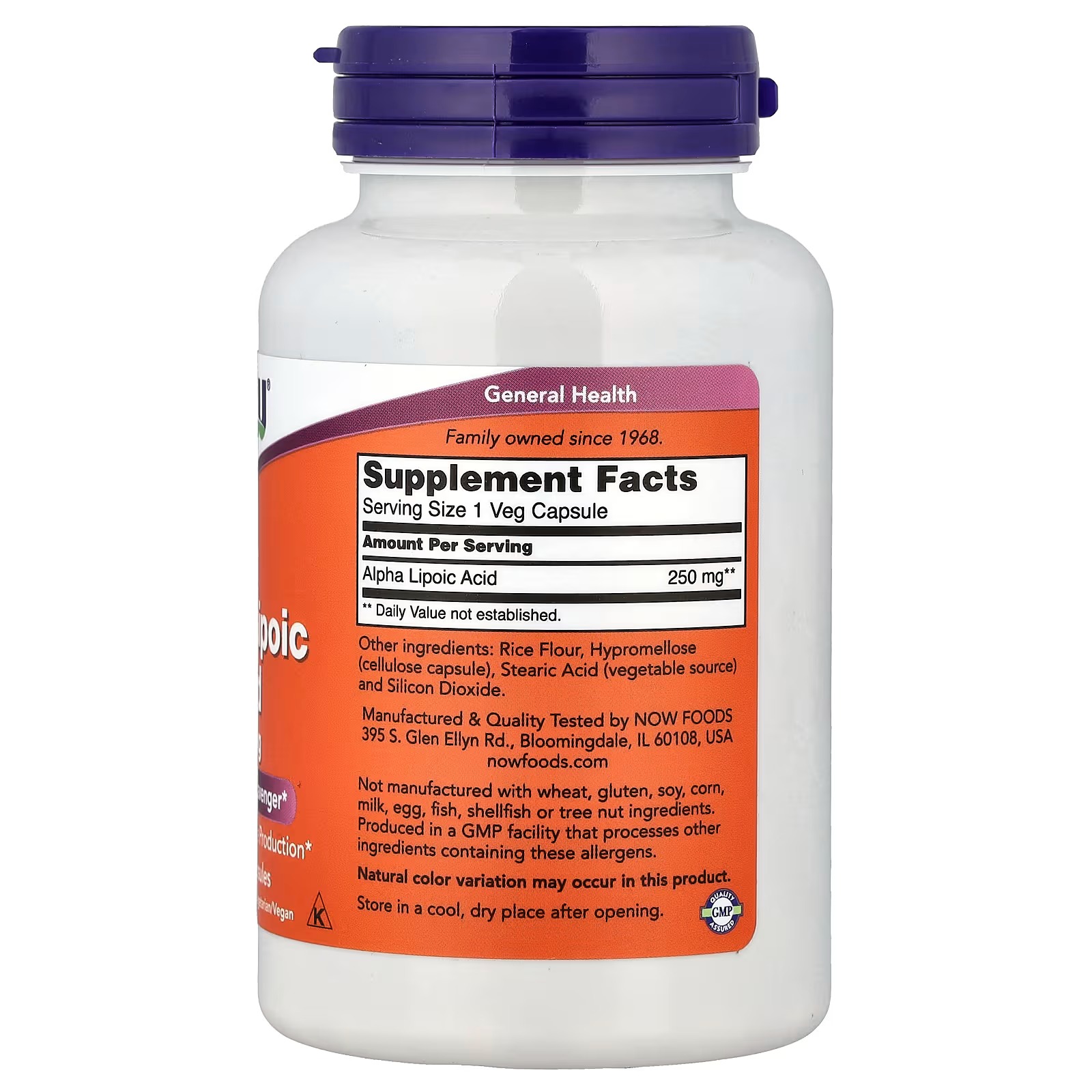 NOW Foods Alpha Lipoic Acid 250mg 120 Vegetable Capsule thumbnail 3