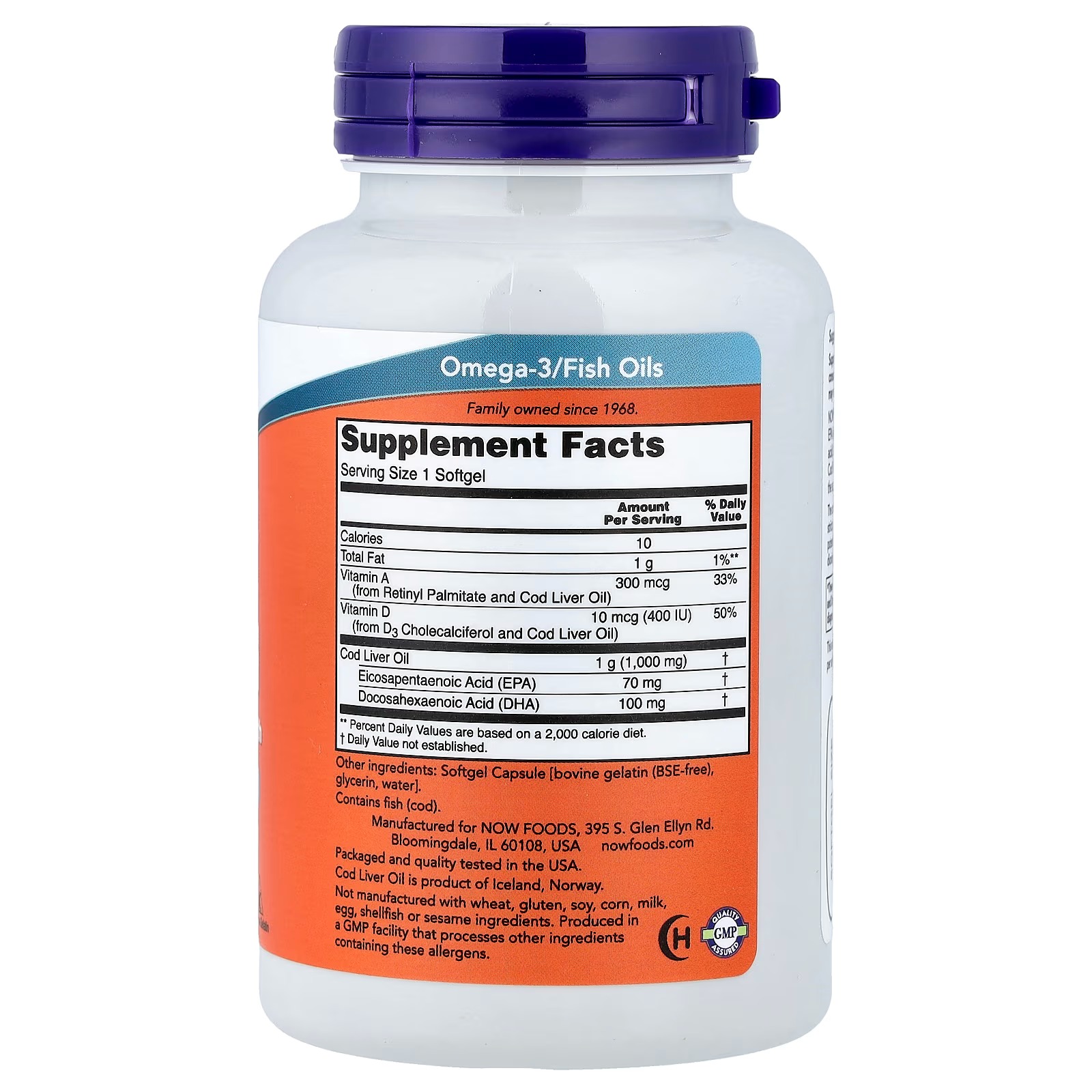 NOW Foods Cod Liver Oil Extra Strength 1,000 mg with Vitamins A & D-3 EPA, DHA 90 Softgels thumbnail 3