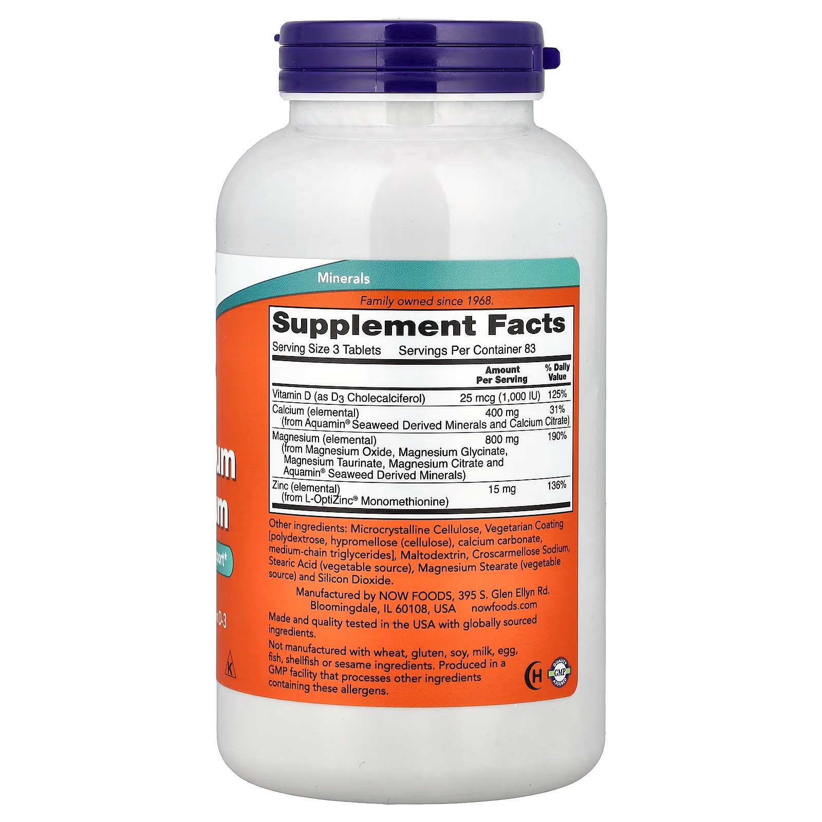 NOW Foods Magnesium & Calcium With Zinc and Vitamin D-3 100 Tablets thumbnail 4