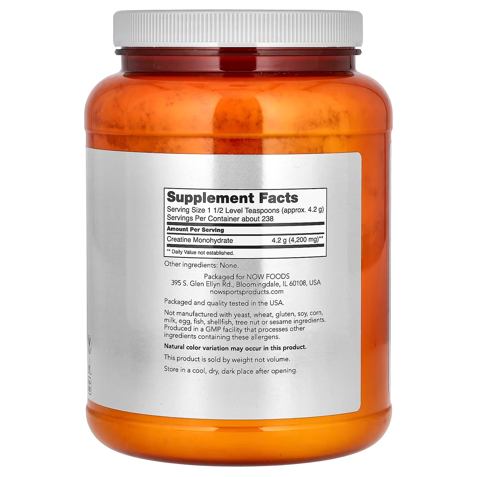 NOW Foods Sports Micronized Creatine Monohydrate (1 kg) thumbnail 3