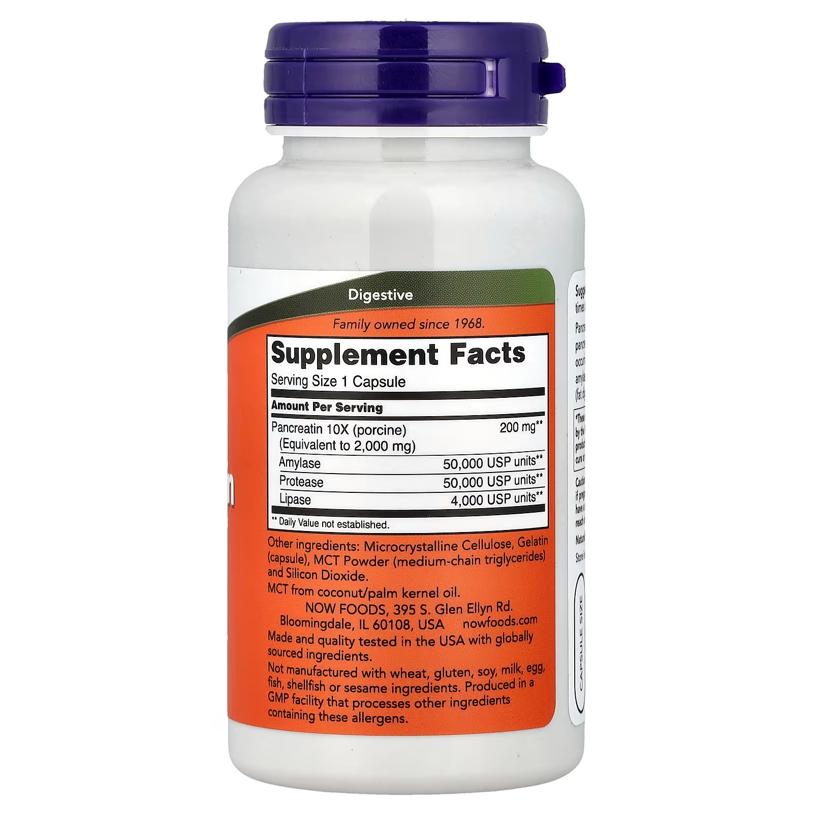 Now Foods Pancreatin 2000mg 100 Capsules thumbnail 2