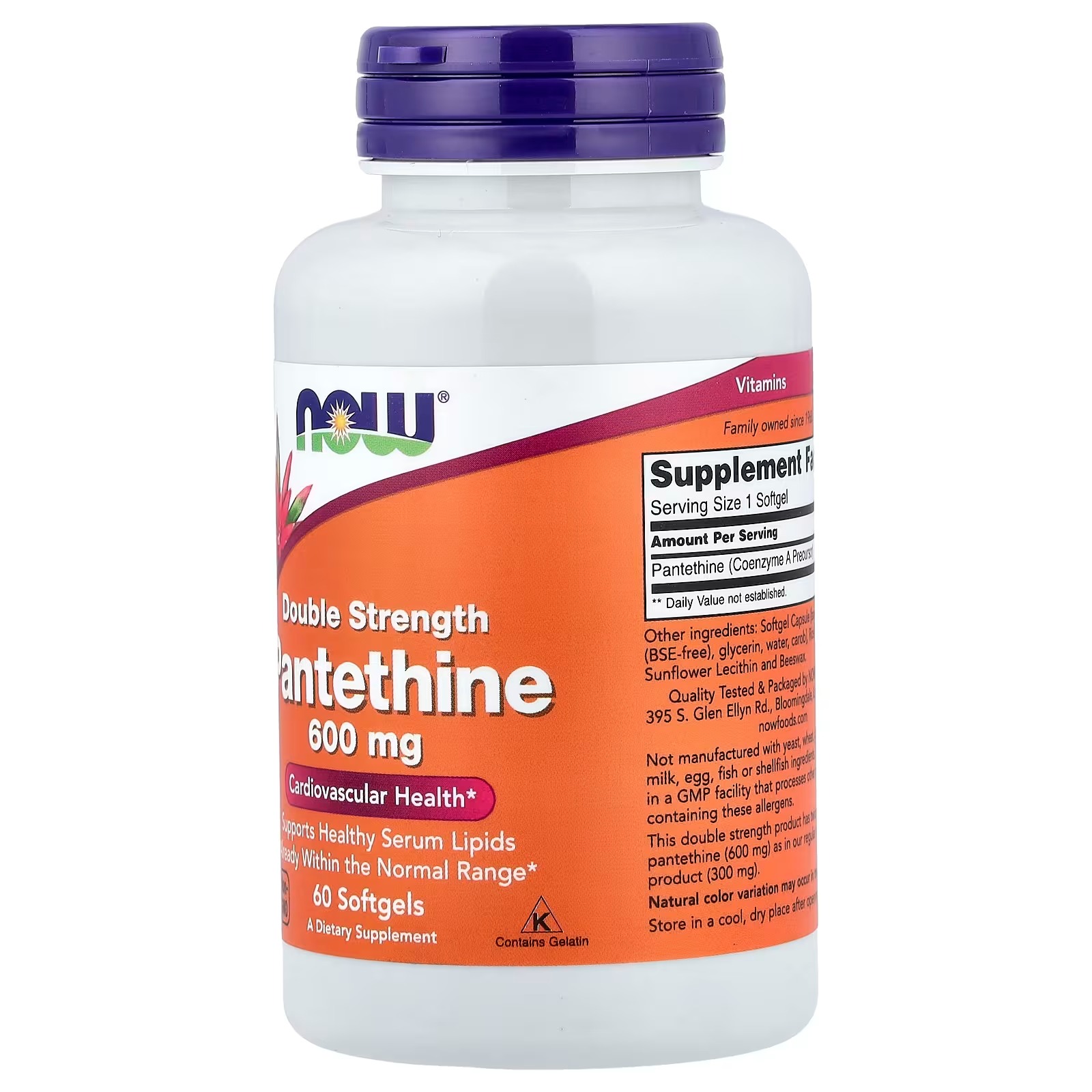 Double Strength  NOW Foods Pantethine 600 mg 60 Softgels thumbnail 4