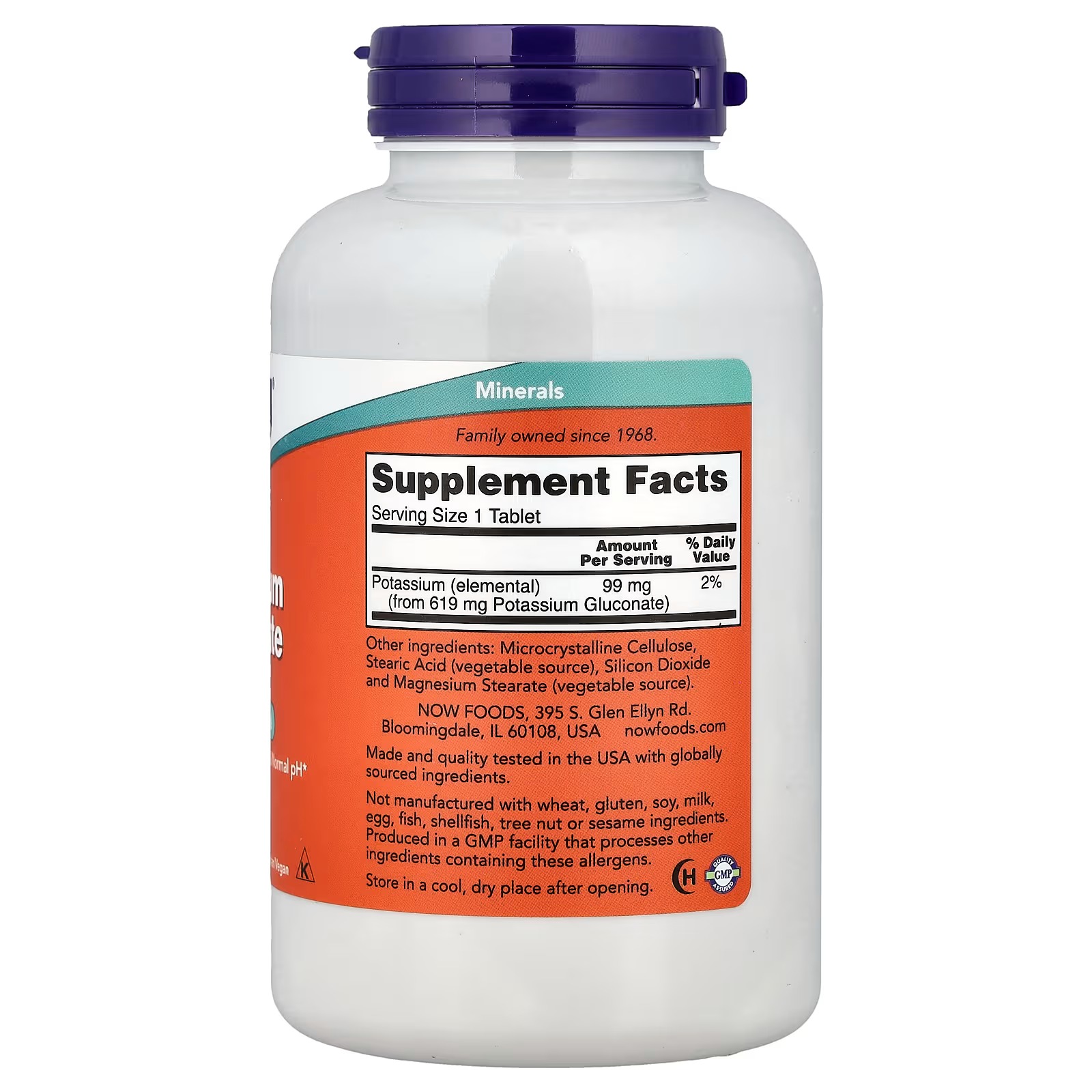 NOW Foods Potassium Gluconate 99mg Easier to Swallow Essential Mineral 50 Tablets thumbnail 2