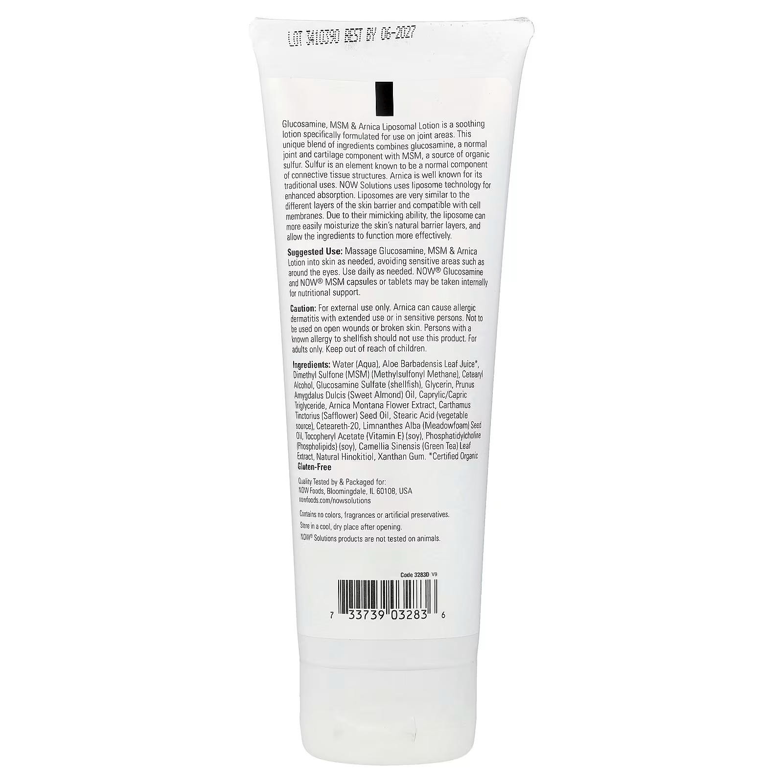 NOW Foods Solutions Glucosamine MSM & Arnica Liposome Lotion (237 ml) thumbnail 2