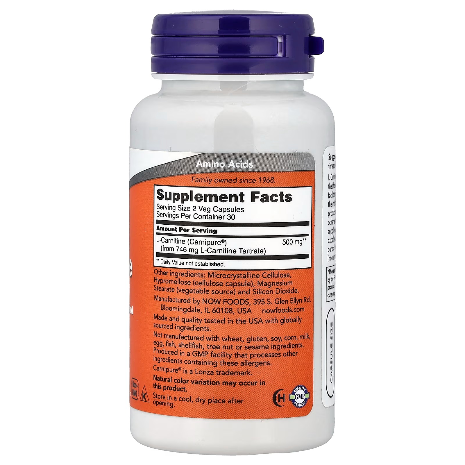 Now Foods L-Carnitine 250 mg Purest Form Amino Acid, Fitness Support Metabolic Support 120 Capsules thumbnail 2