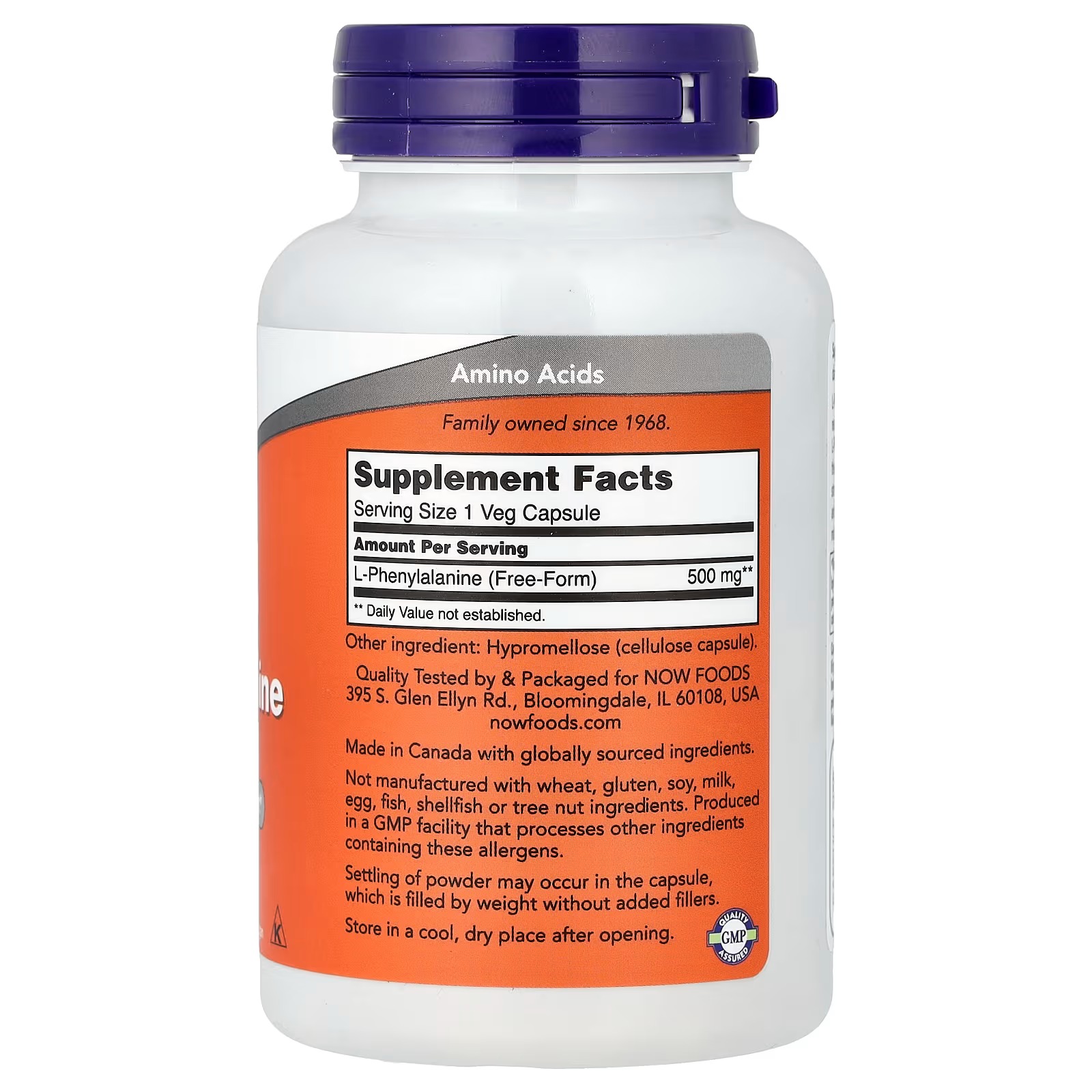 NOW Foods L-Phenylalanine 500 mg Nervous System Support Amino Acid 120 Capsules thumbnail 2