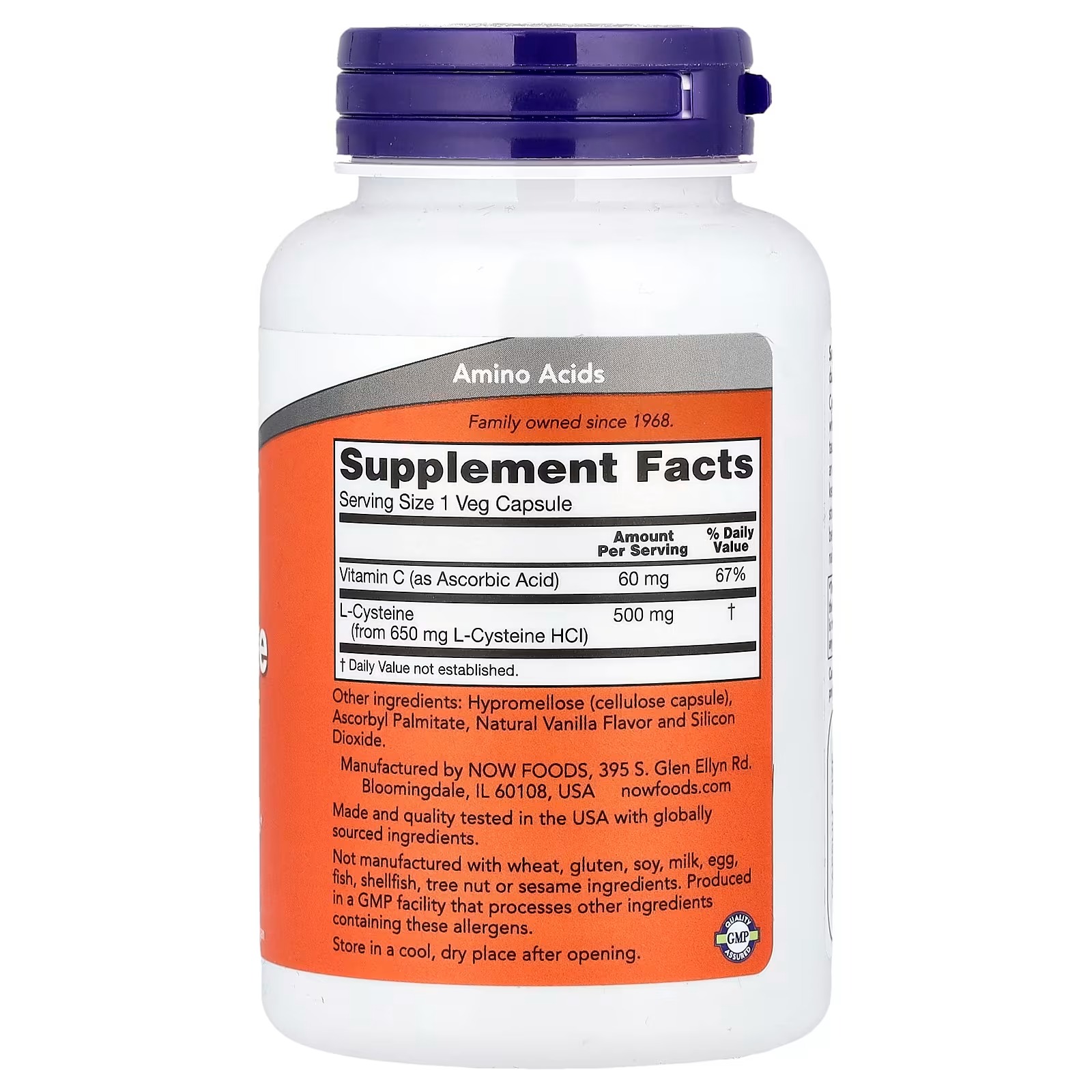 Now Foods L-Cysteine 500 mg Skin Hair and Nails 90 Capsules thumbnail 2