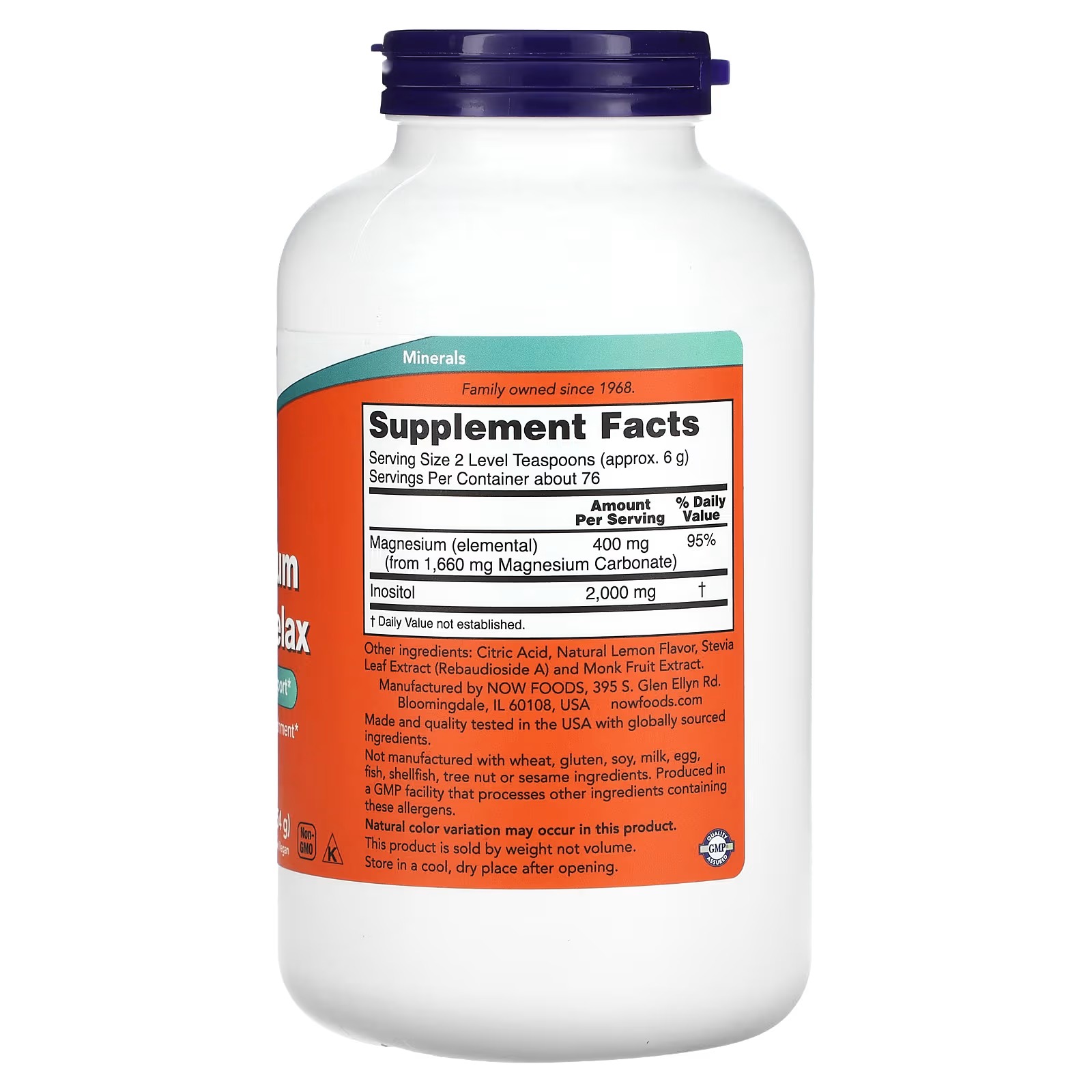 NOW Foods Magnesium Inositol Relax Lemonade (454 g) thumbnail 2