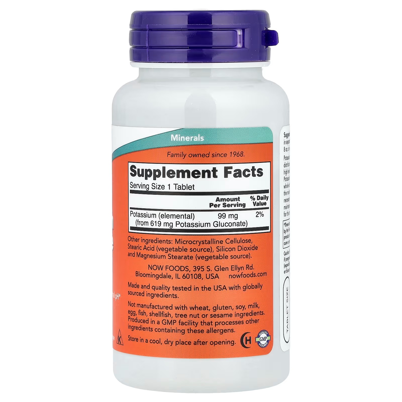 NOW Foods Potassium Gluconate 99mg Easier to Swallow Essential Mineral 100 Tablets thumbnail 2