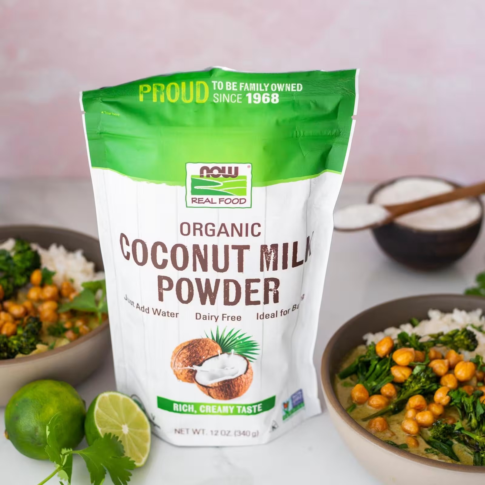 NOW Foods Organic Coconut Milk Powder, Dairy Free Vegan Just Add Water 340g thumbnail 4