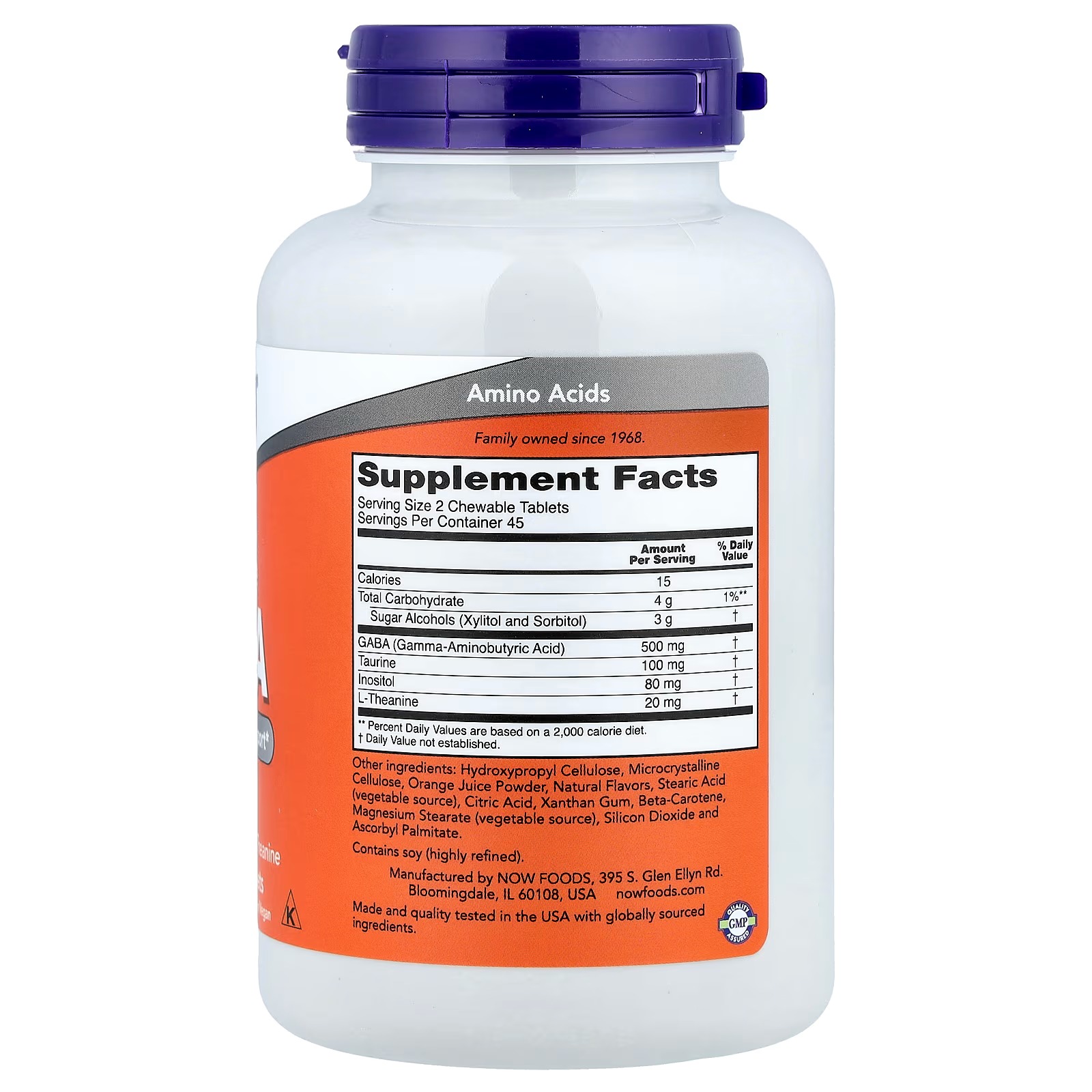 NOW Foods GABA (Gamma-Aminobutyric Acid) Neurotransmitter Support 90 Chewables thumbnail 2