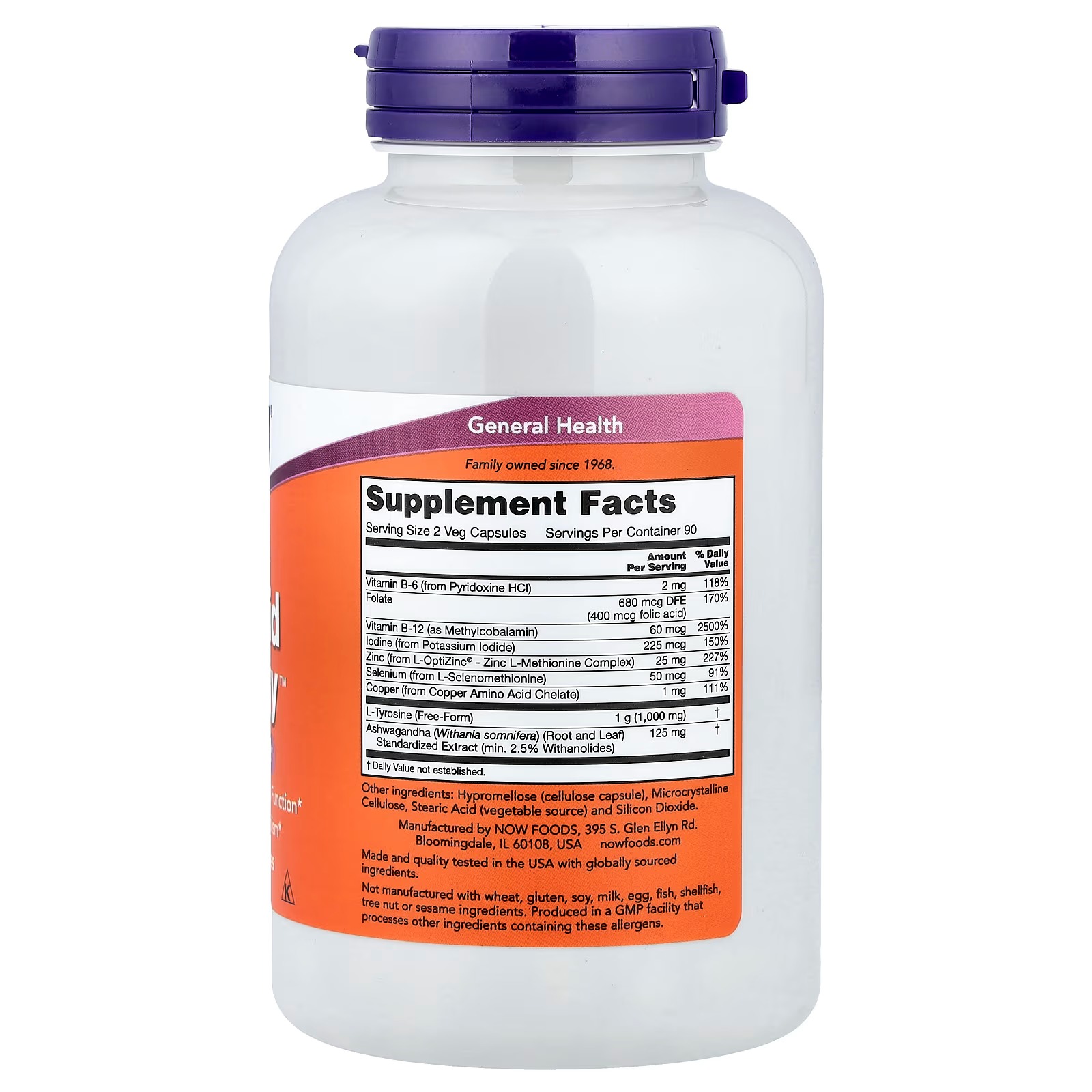 NOW Foods Thyroid Energy™ Iodine and Tyrosine plus Selenium Zinc and Copper 180 Capsules thumbnail 2