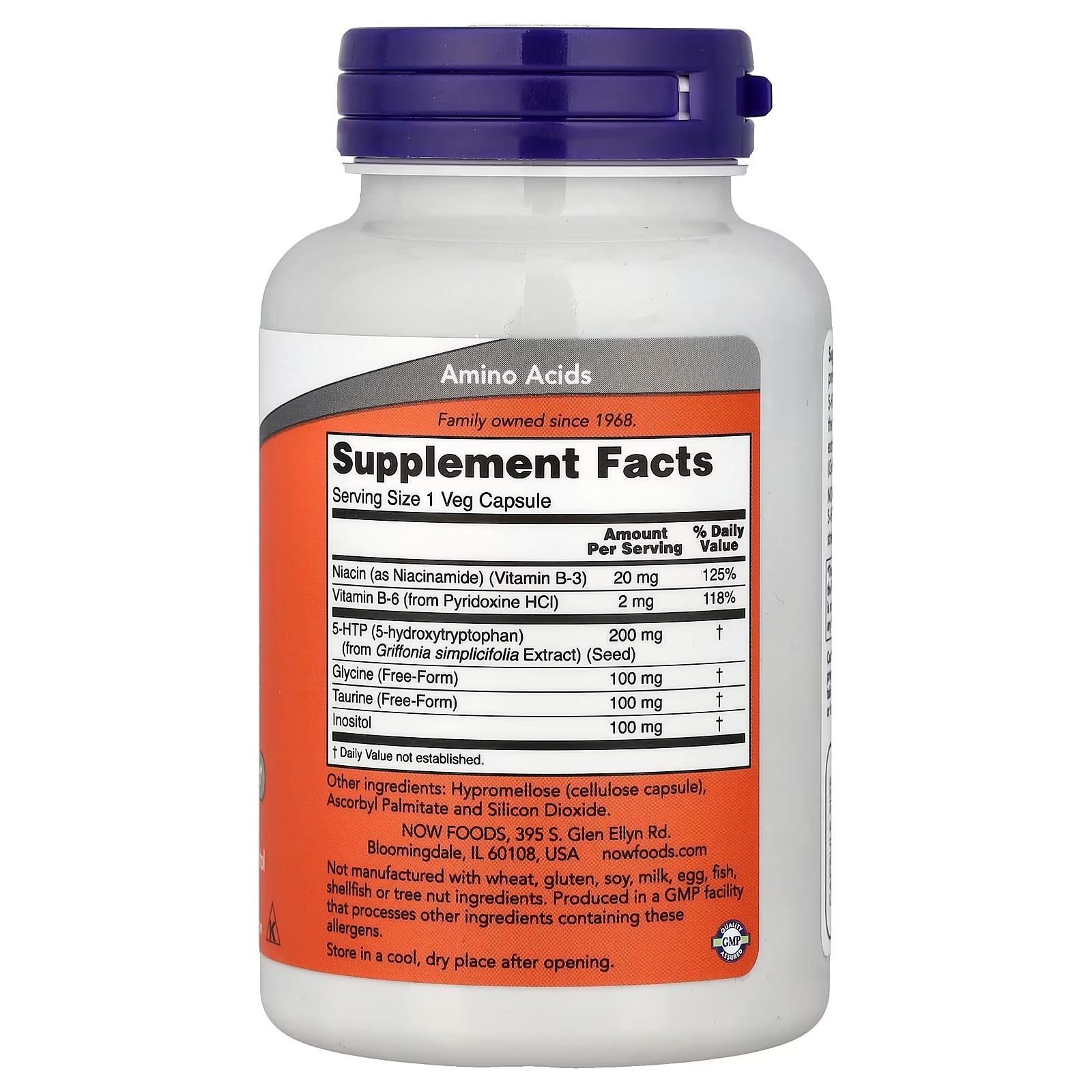 NOW Foods 5-HTP With Glycine Taurine & Inositol 120 Capsules thumbnail 2