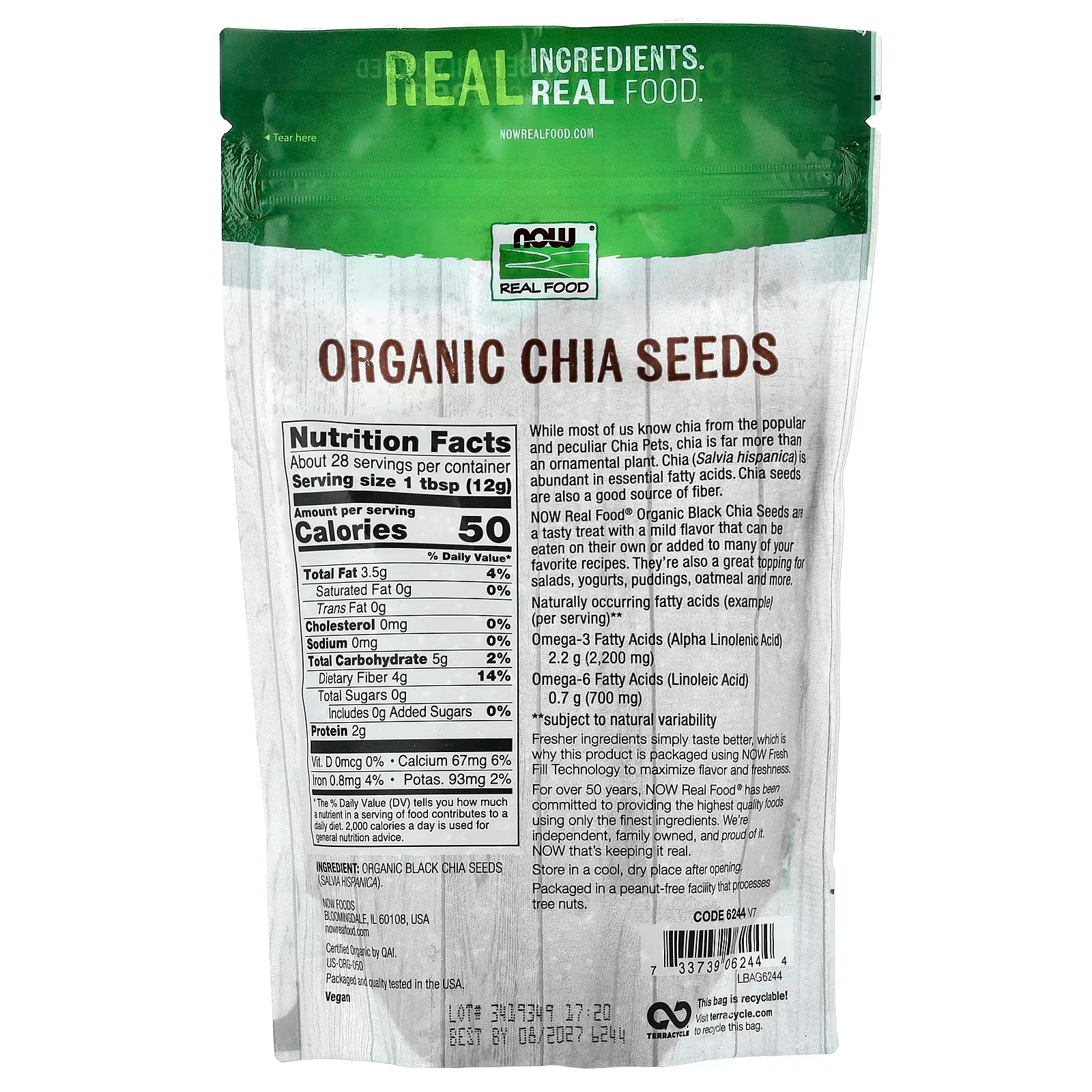 NOW Foods Real Food Organic Chia Seeds (340 g) thumbnail 2