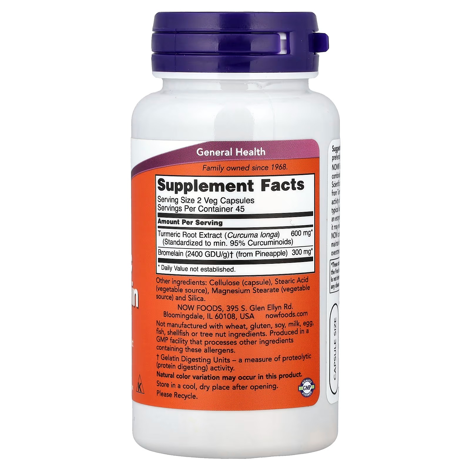 Now Foods Turmeric & Bromelain 90 Vegetable Capsule thumbnail 2