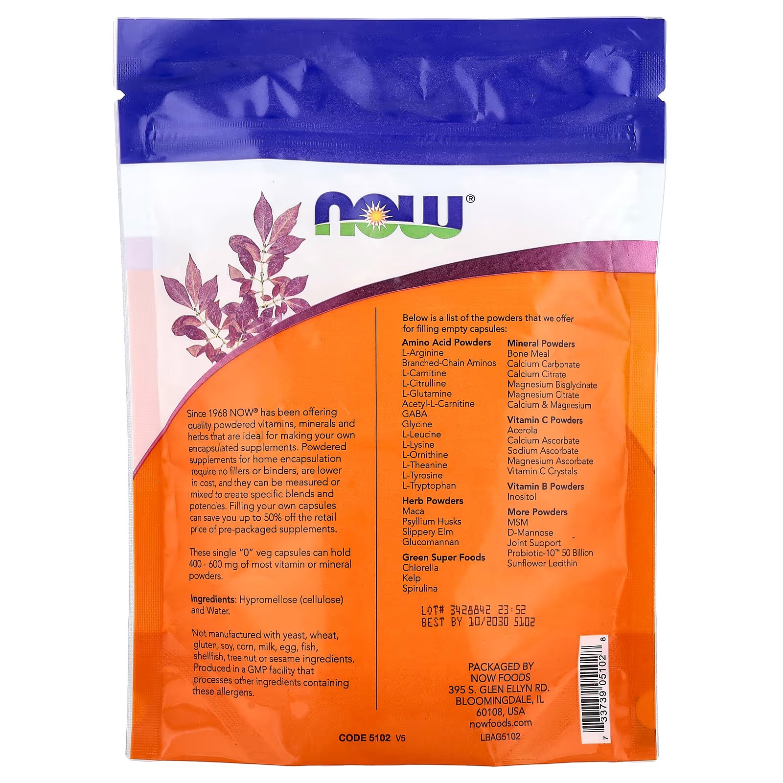 NOW Foods Empty Vegetarian Capsules Single 0 Filled by Weight 300 Capsules thumbnail 2