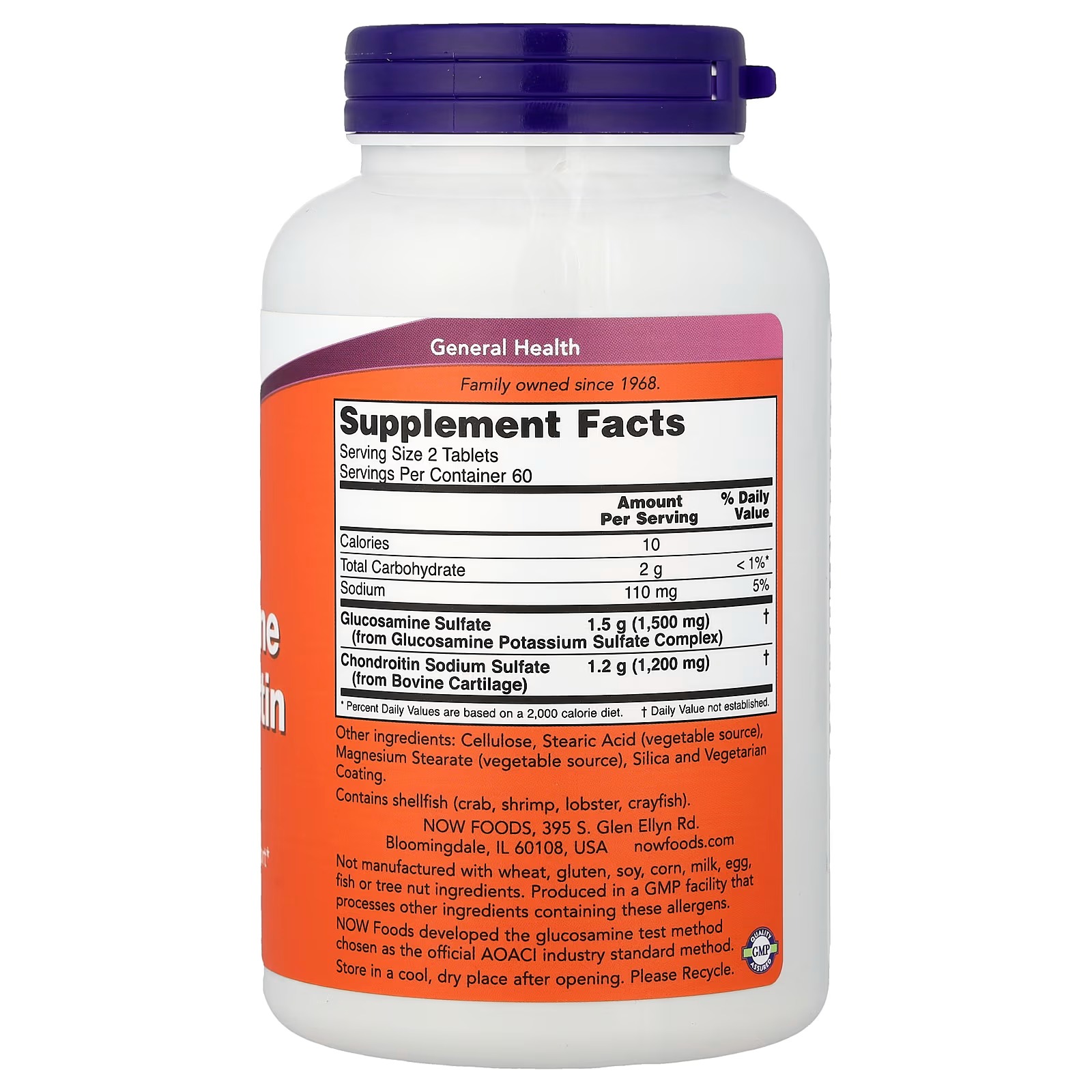 NOW Foods Glucosamine & Chondroitin Extra Strength Sulfate Forms 120 Tablets thumbnail 2