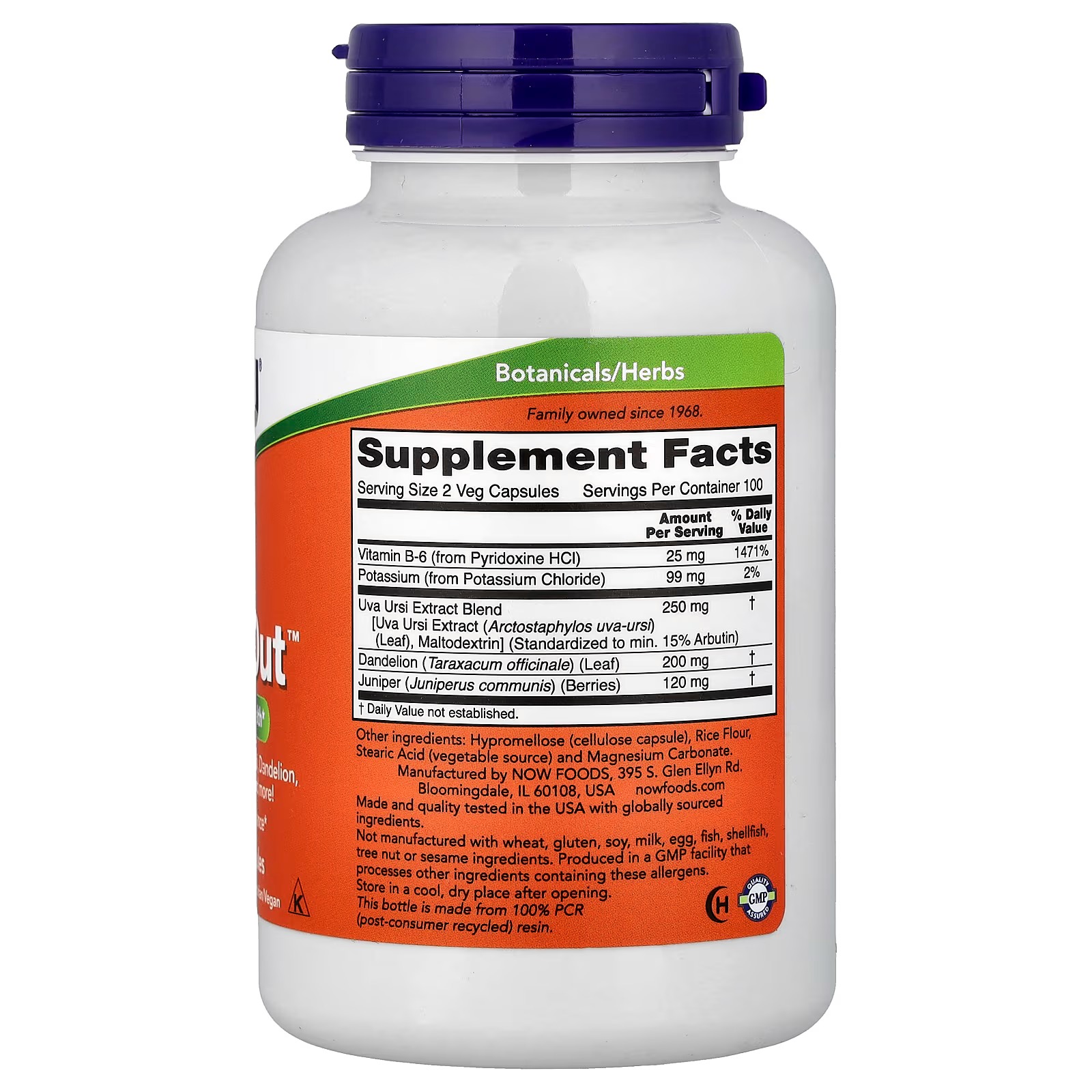 NOW Foods Water Out With Standardized Uva Ursi Dandelion Potassium and Vitamin B-6 100 Capsules thumbnail 2