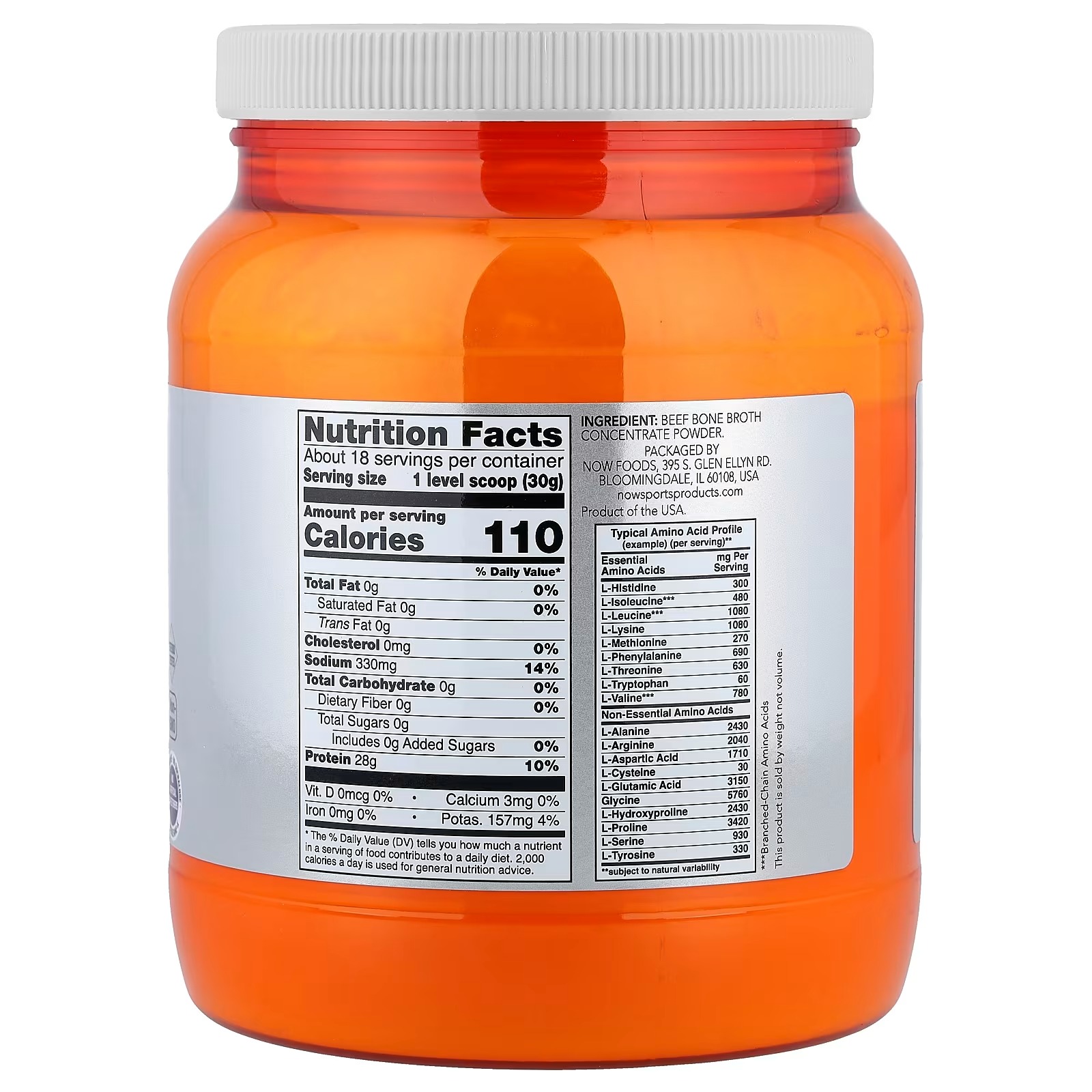 NOW Foods Sports Nutrition Beef Bone Broth Powder made with Premium-Quality Beef Bone Extract thumbnail 2