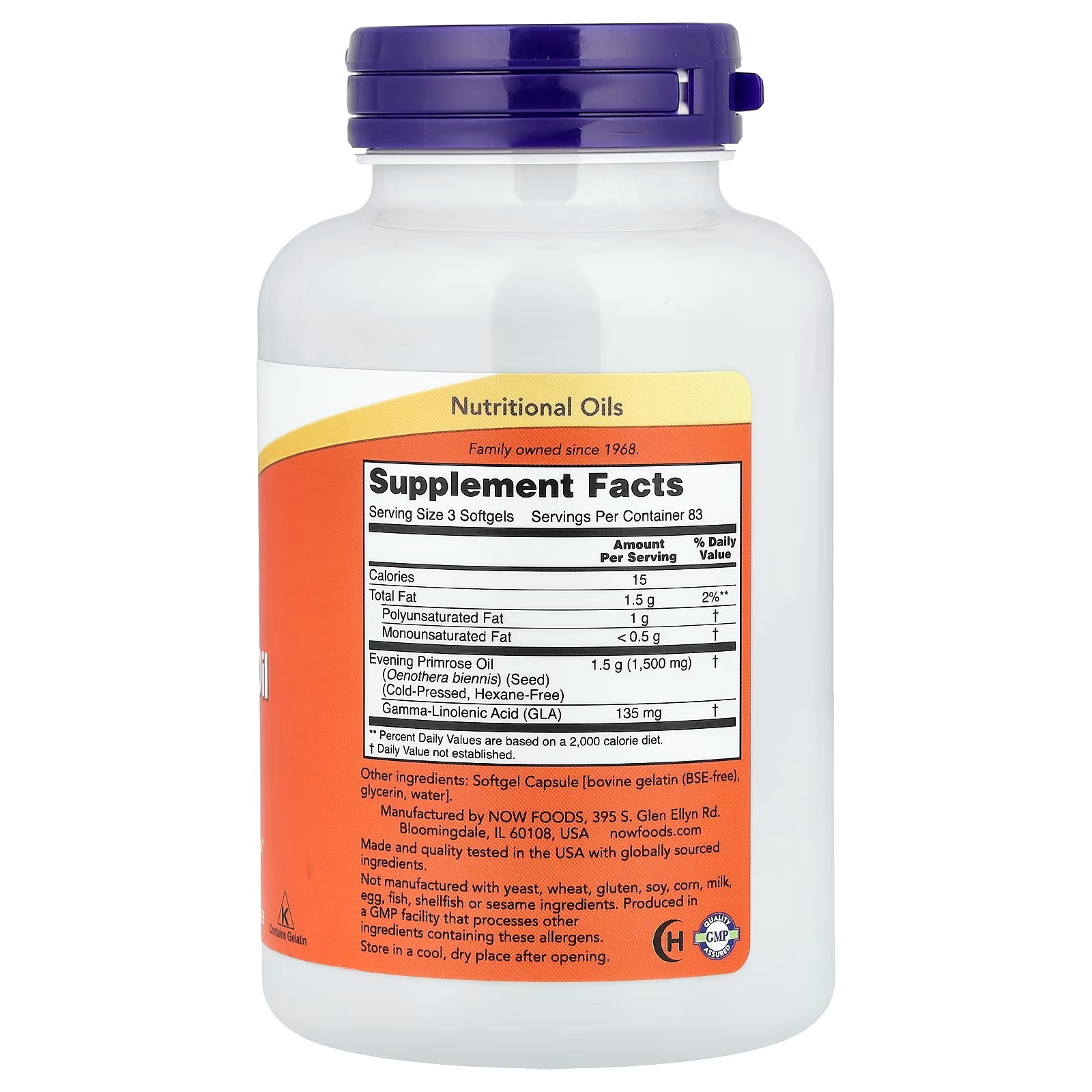 NOW Foods Evening Primrose Oil 500 mg with Naturally Occurring GLA (Gamma-Linolenic Acid) 250 Softgels thumbnail 2