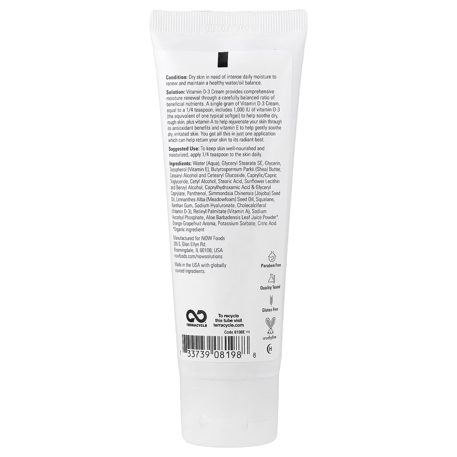 NOW Foods Solutions Vitamin D-3 Cream 118 ml thumbnail 2