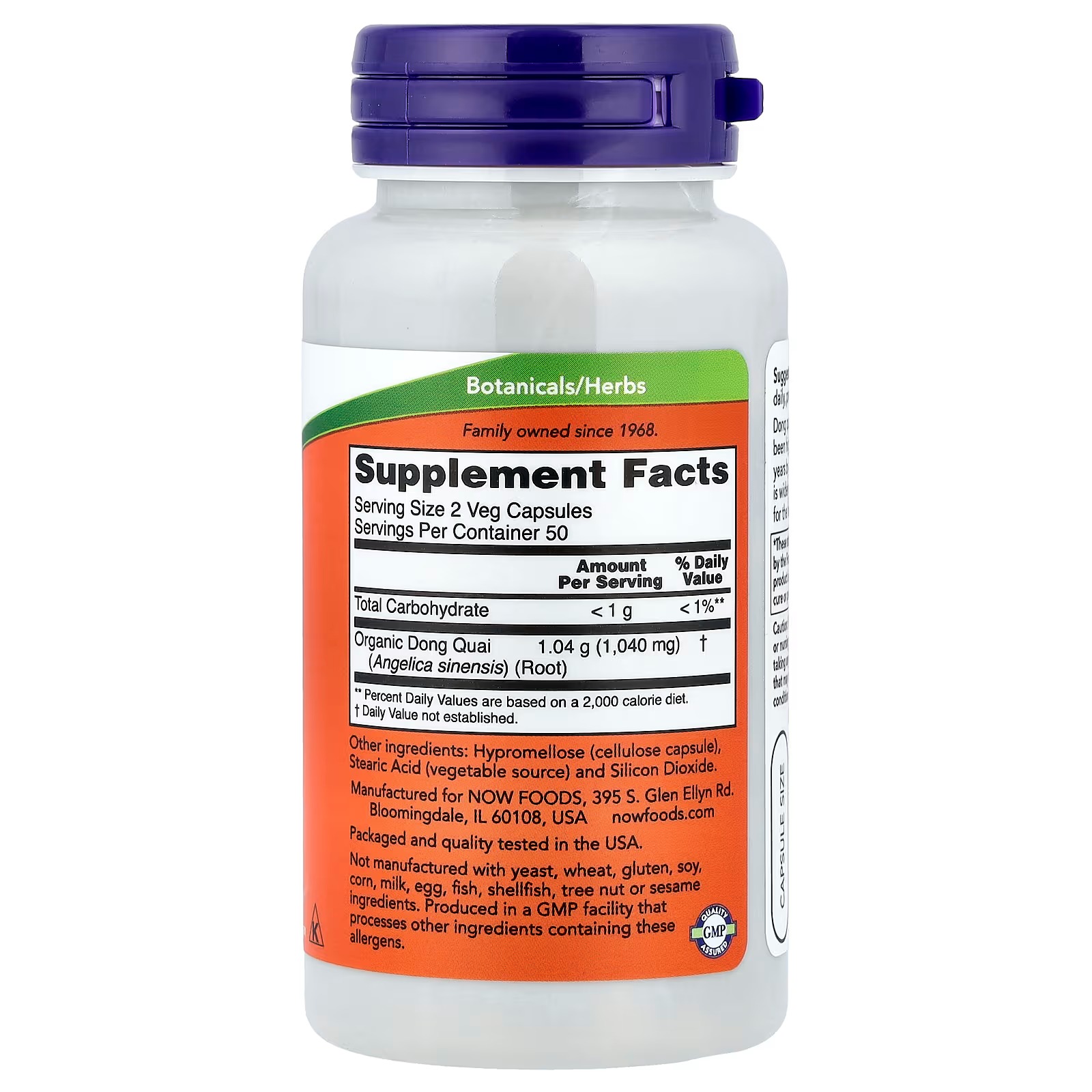 NOW Foods Dong Quai (Angelica sinensis) 520 mg Female Support 100 Capsules thumbnail 2