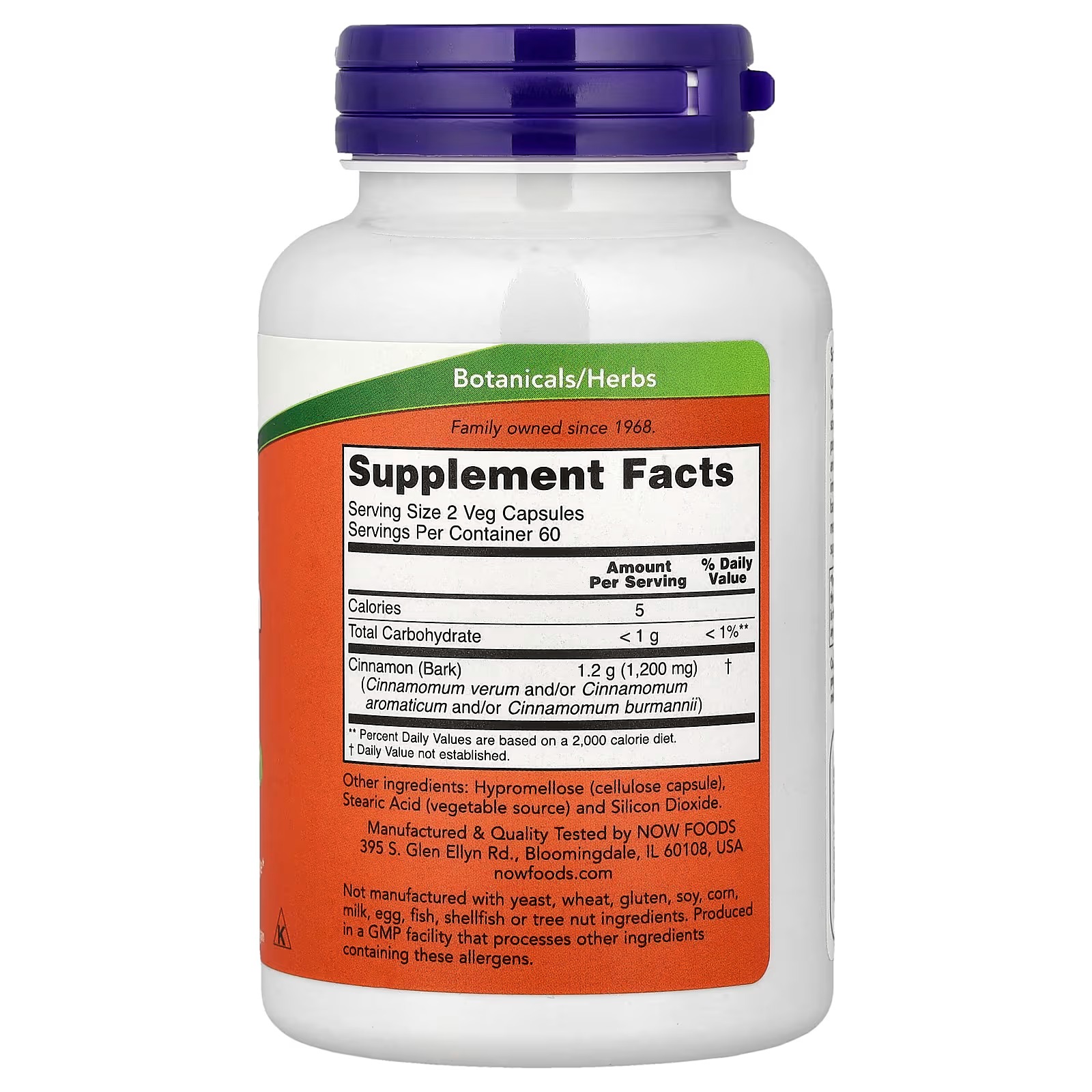 NOW Foods  Cinnamon Bark 600 mg Healthy Glucose Metabolism 240 Capsules thumbnail 2