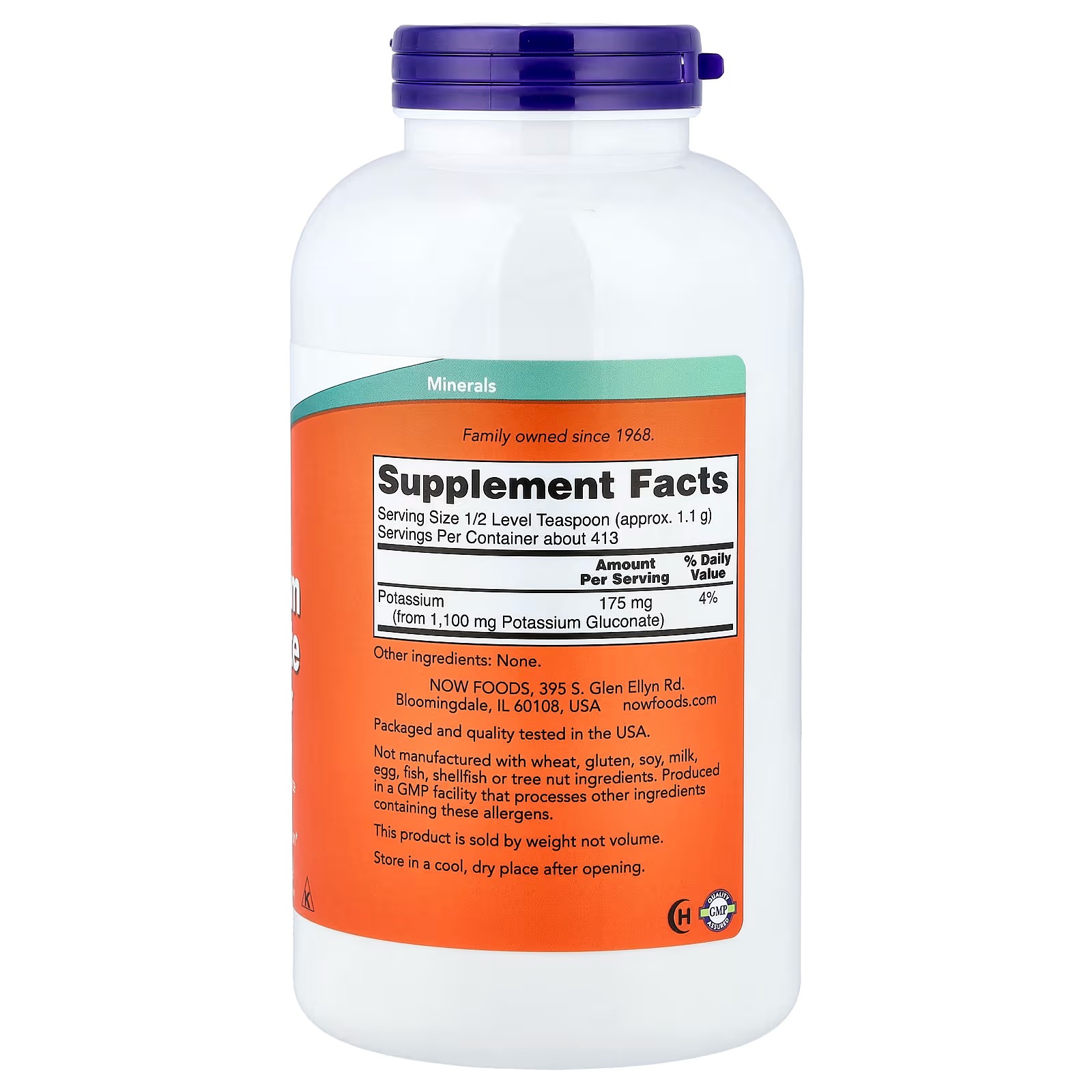 NOW Foods Potassium Gluconate Pure Powder 175 mg Essential Mineral thumbnail 2