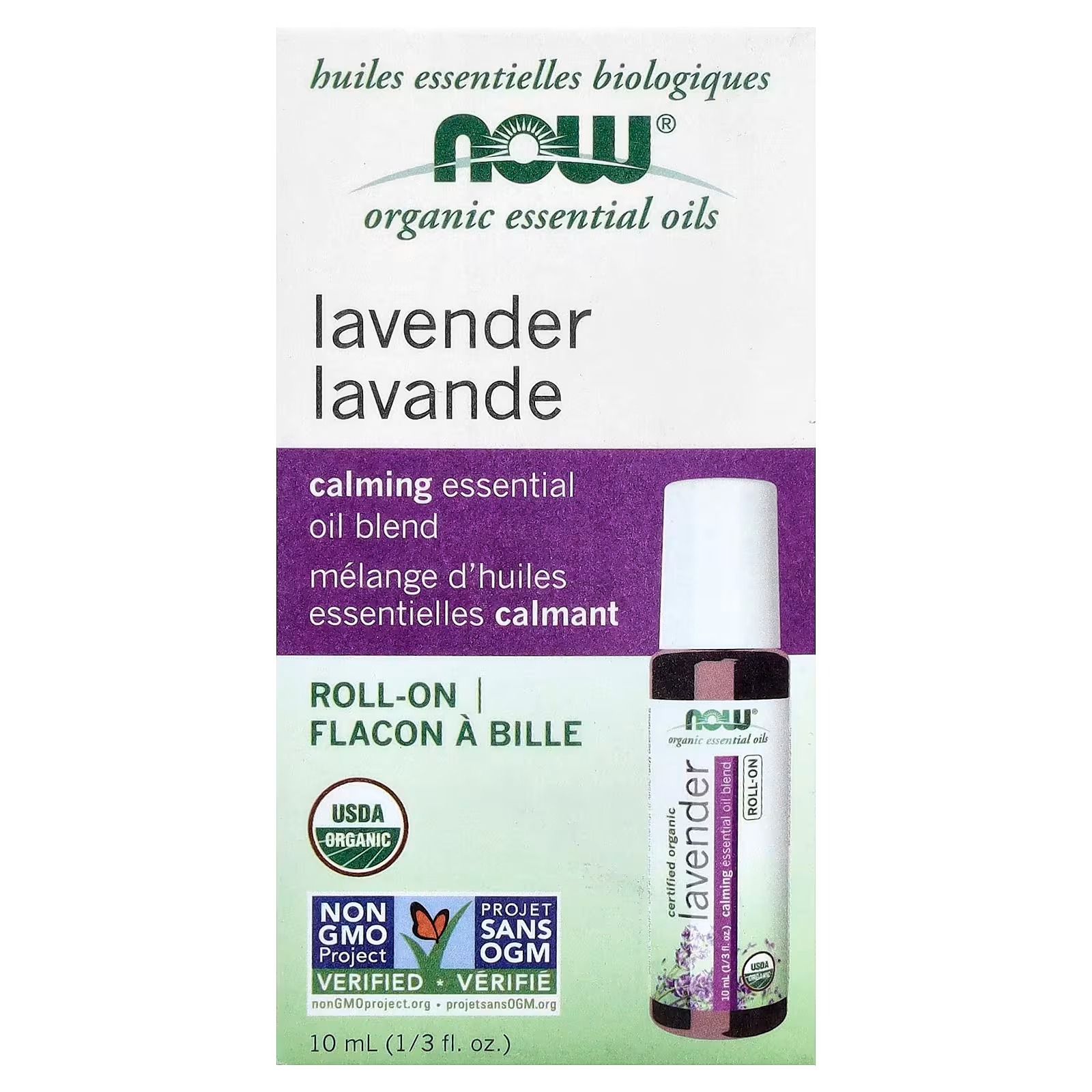 NOW Foods Essential Oils Lavender Roll-On Certified Organic Calming Blend Steam Distilled Topical Aromatherapy10-mL thumbnail 2