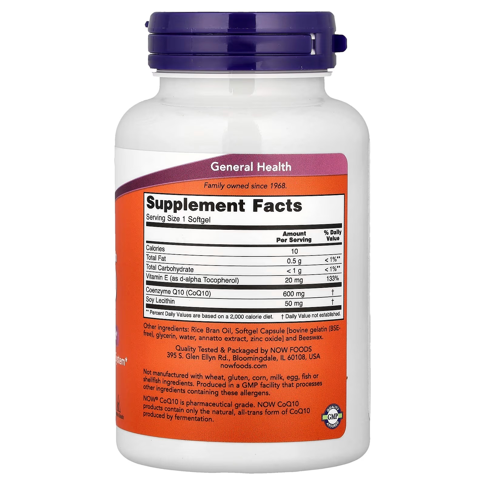 NOW Foods CoQ10 400 mg w/Lecithin & Vitamin E 60 Softgels thumbnail 2