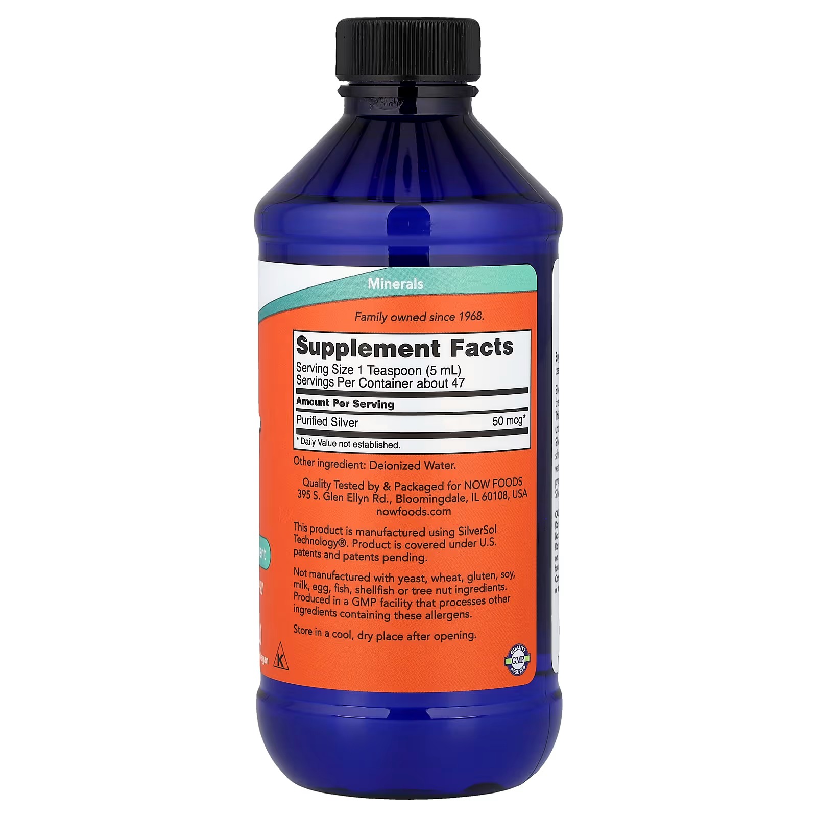 NOW Foods Silver Sol 10 PPM with Elemental Silver and Deionized Water Liquid thumbnail 2