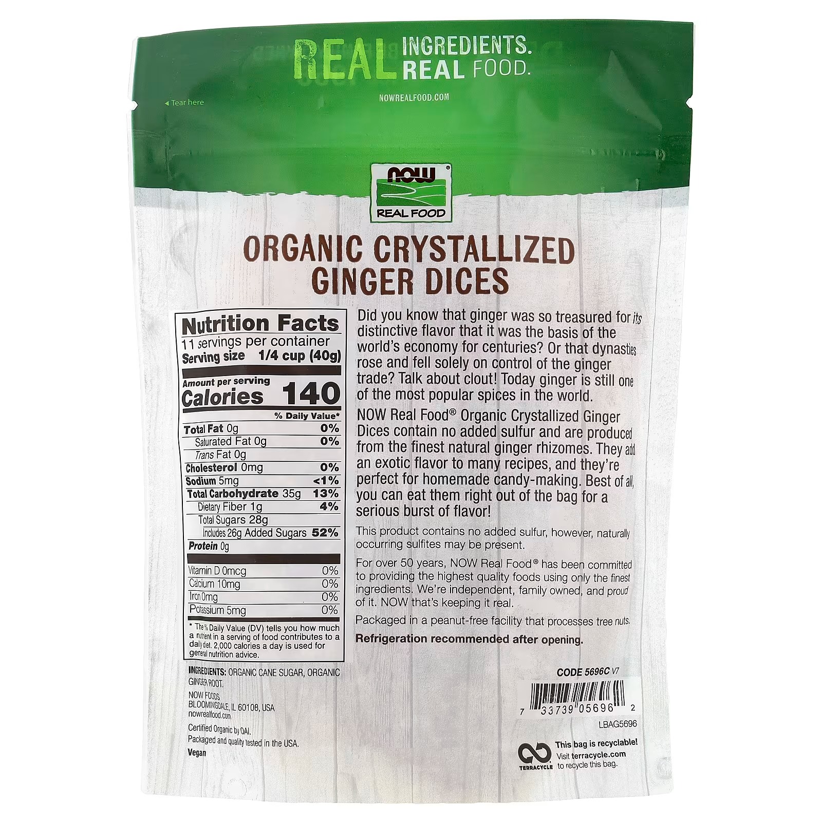 NOW Foods Organic Crystallized Ginger Slices Low-Sodium Sulfur-Free Preservative thumbnail 2