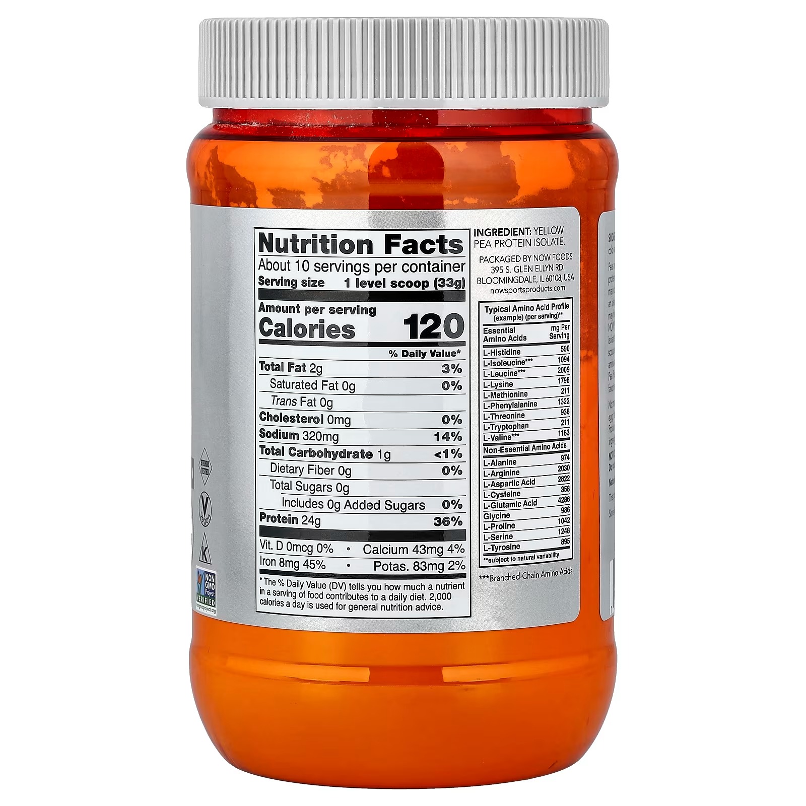 NOW Foods Sports Nutrition Pea Protein 24 g Easily Digested Unflavored Powder thumbnail 2